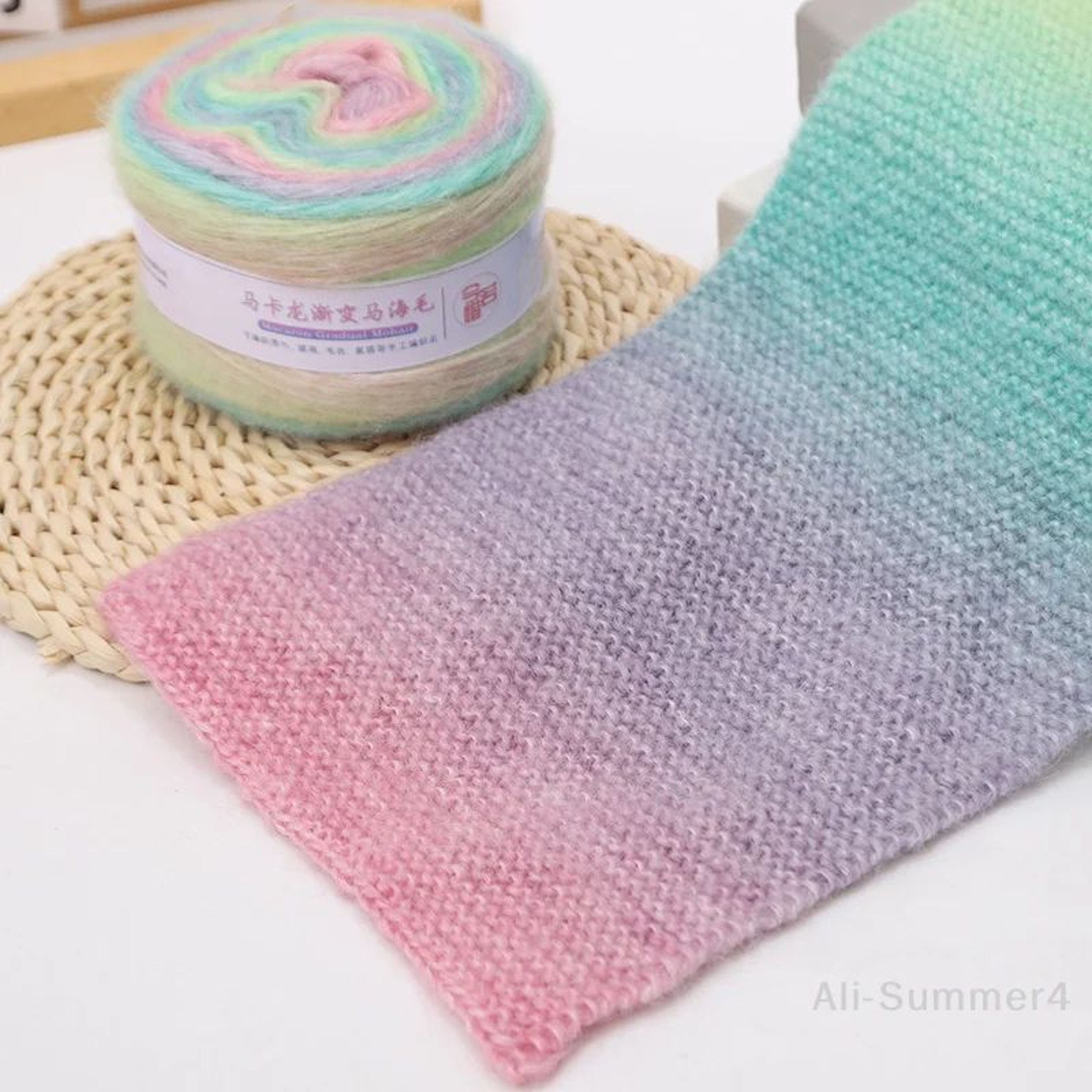 Gradient Mohair Yarn Rainbow Knitting Yarn For Crochet And DIY Crafts 2