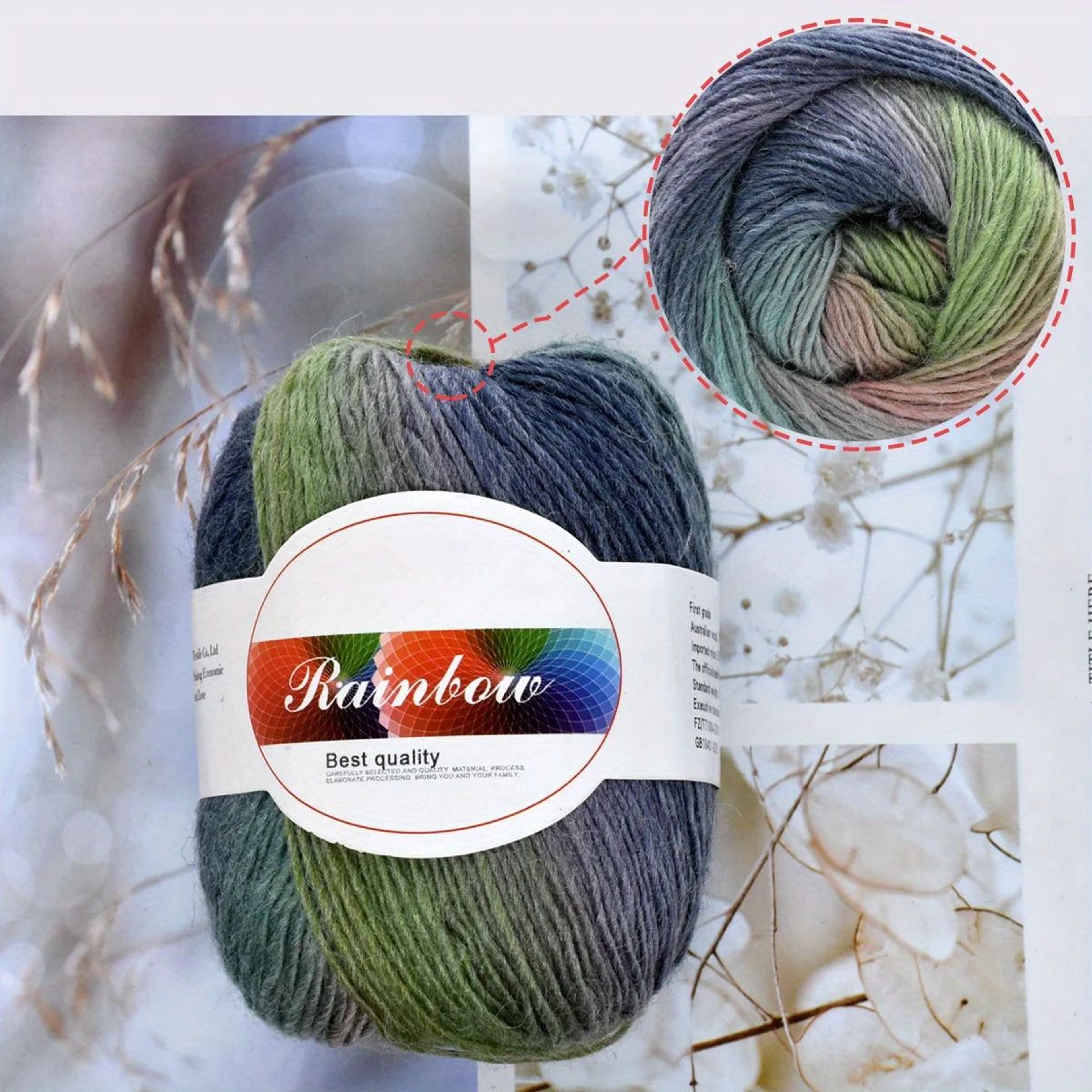 5 Pack Rainbow Wool Yarn For Crochet And Knitting 15