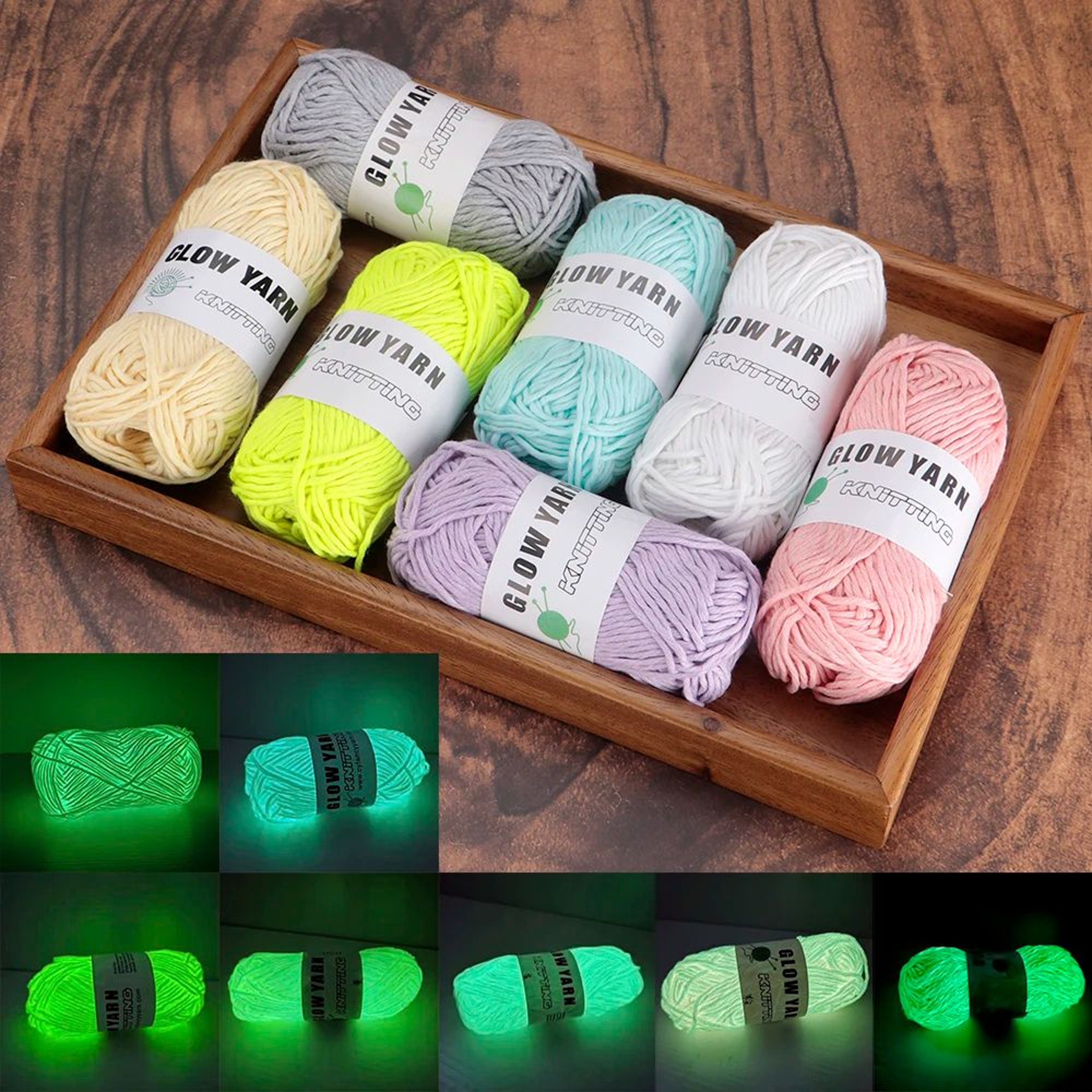 7 Pack Glow In The Dark Yarn For Crochet And Knitting 0