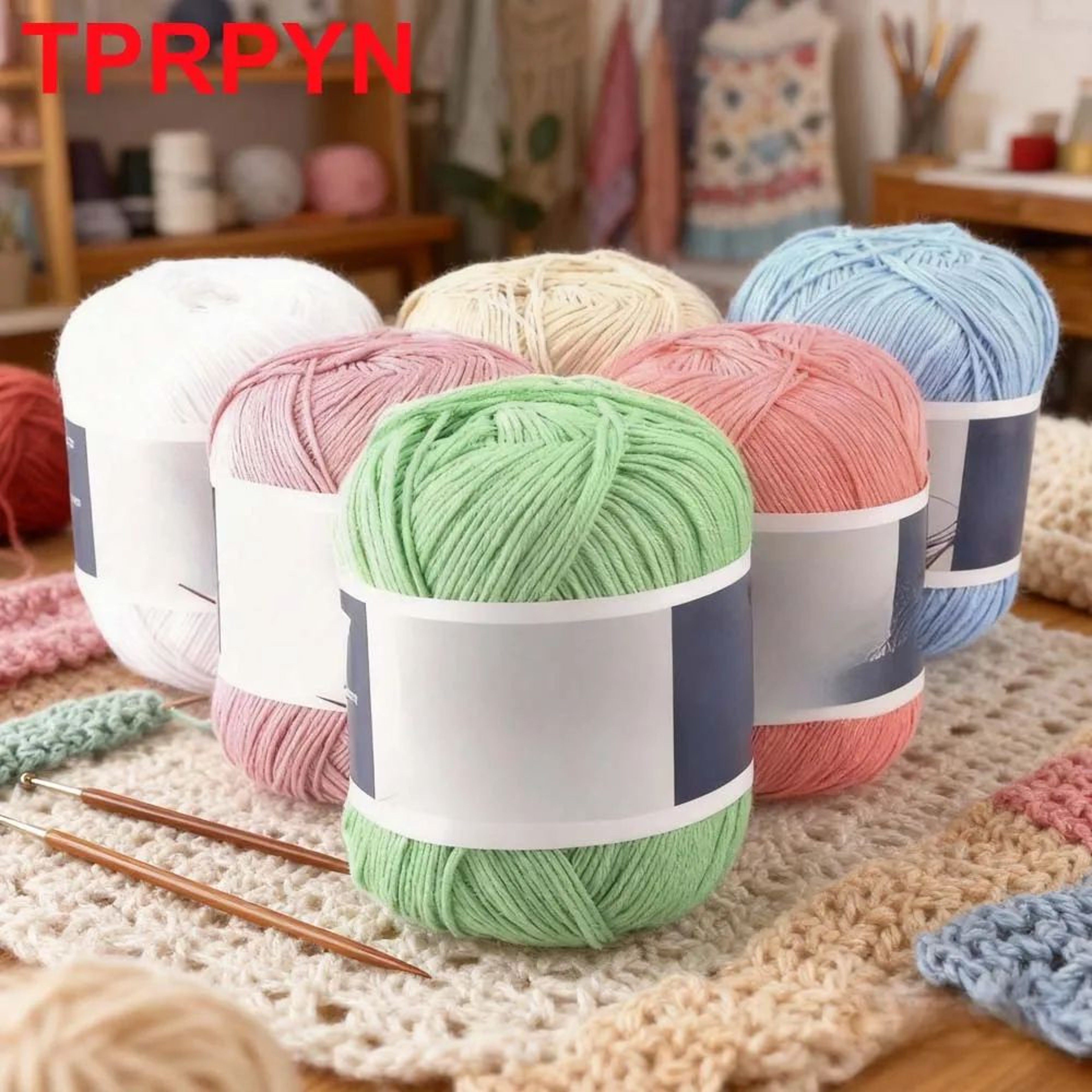 2 Piece Cotton Yarn Set For Knitting And Crochet 2