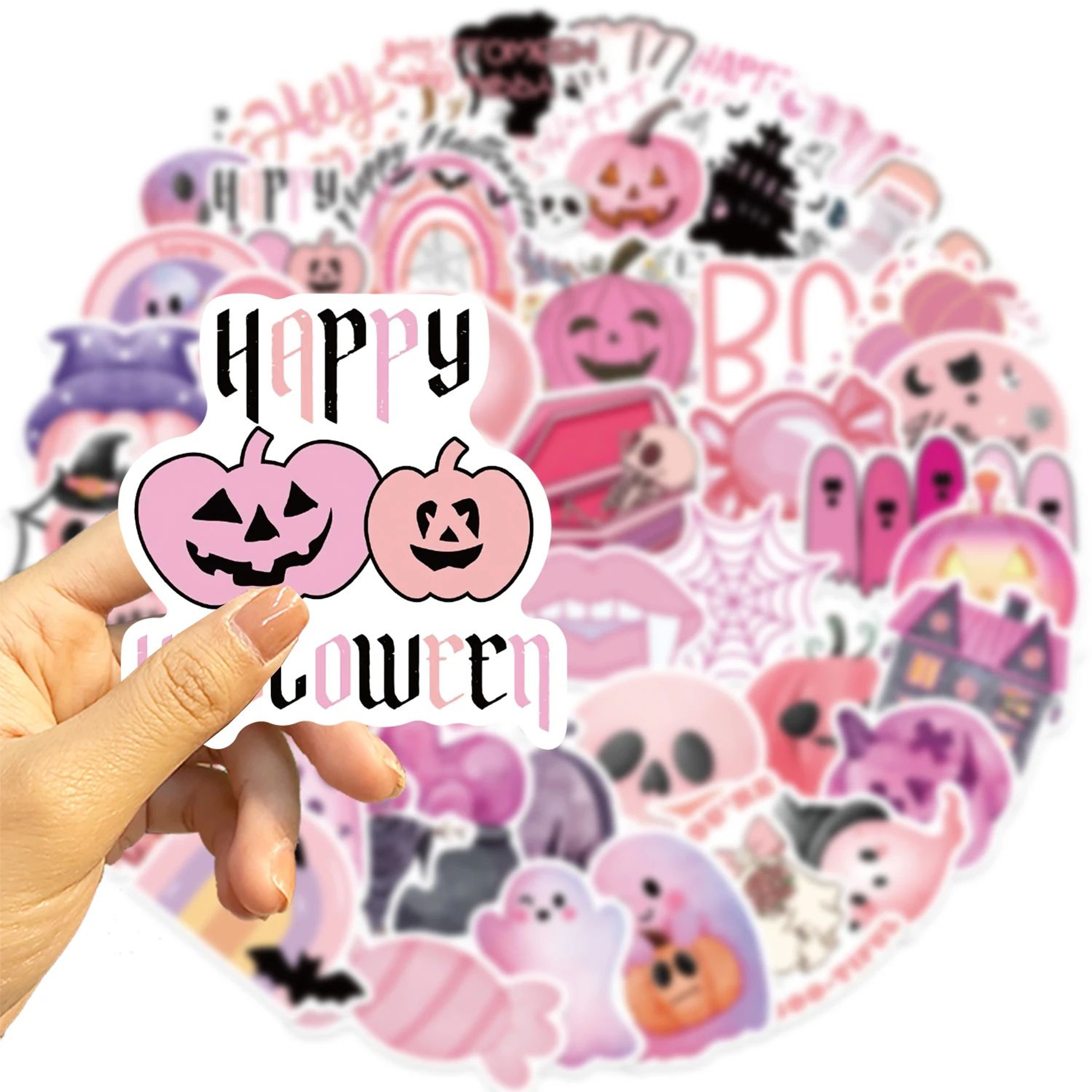 50 Piece Cute Pink Halloween Sticker Pack 4