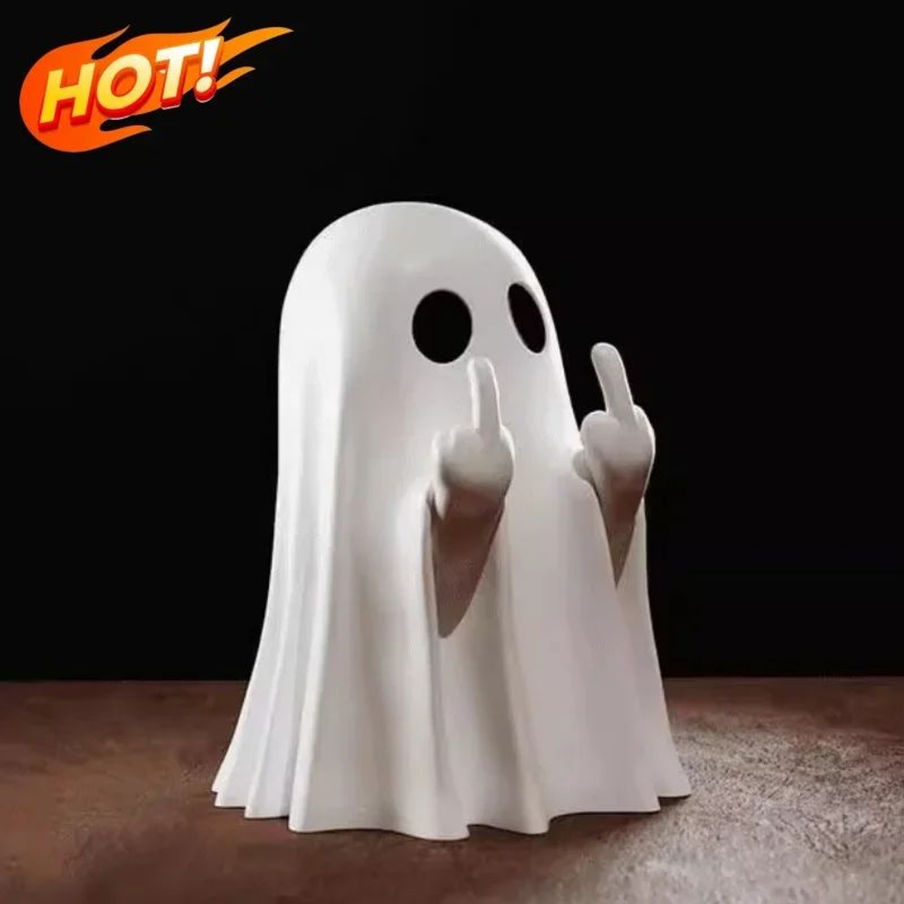 Funny Middle Finger Ghost Halloween Figurine 0