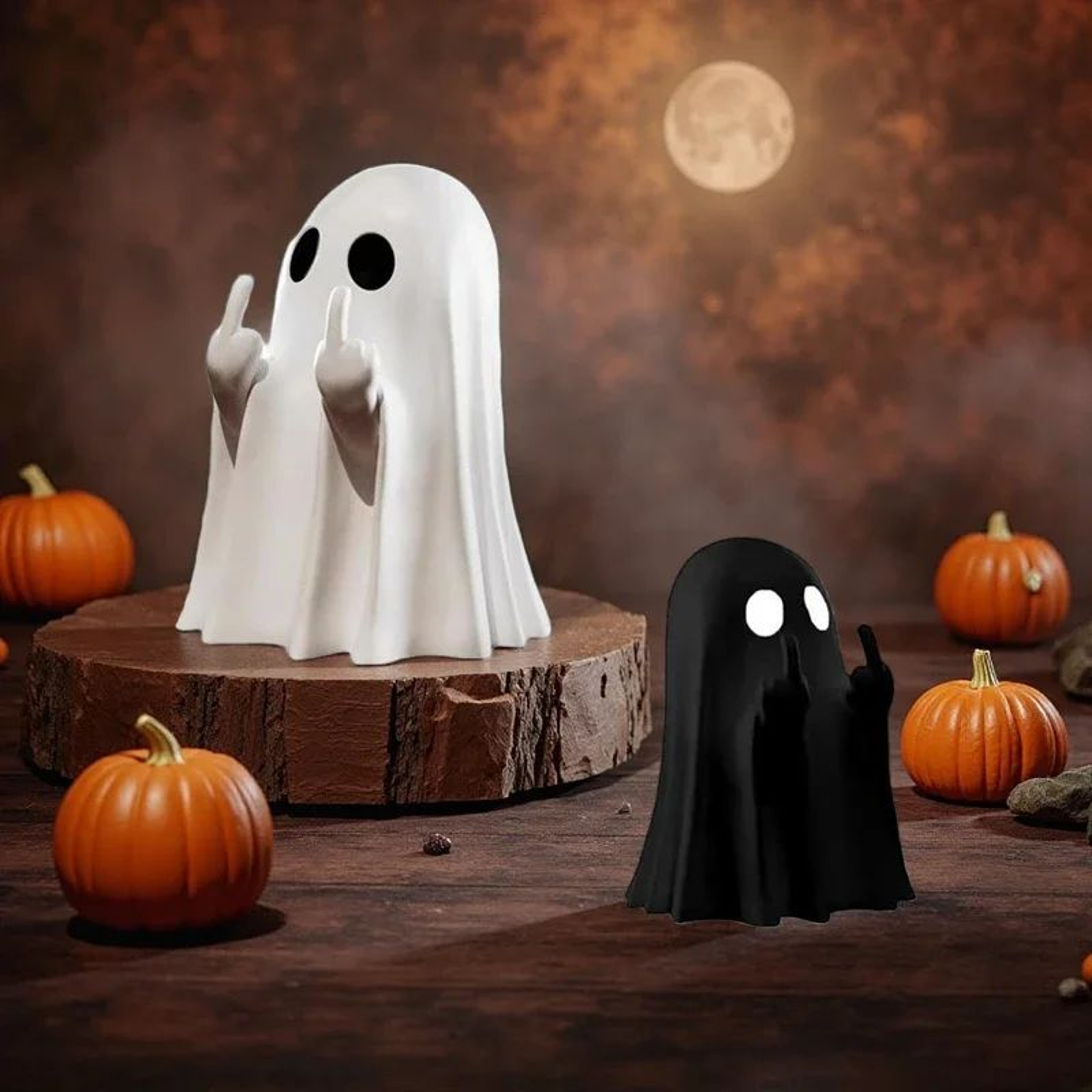 Funny Middle Finger Ghost Halloween Figurine 5