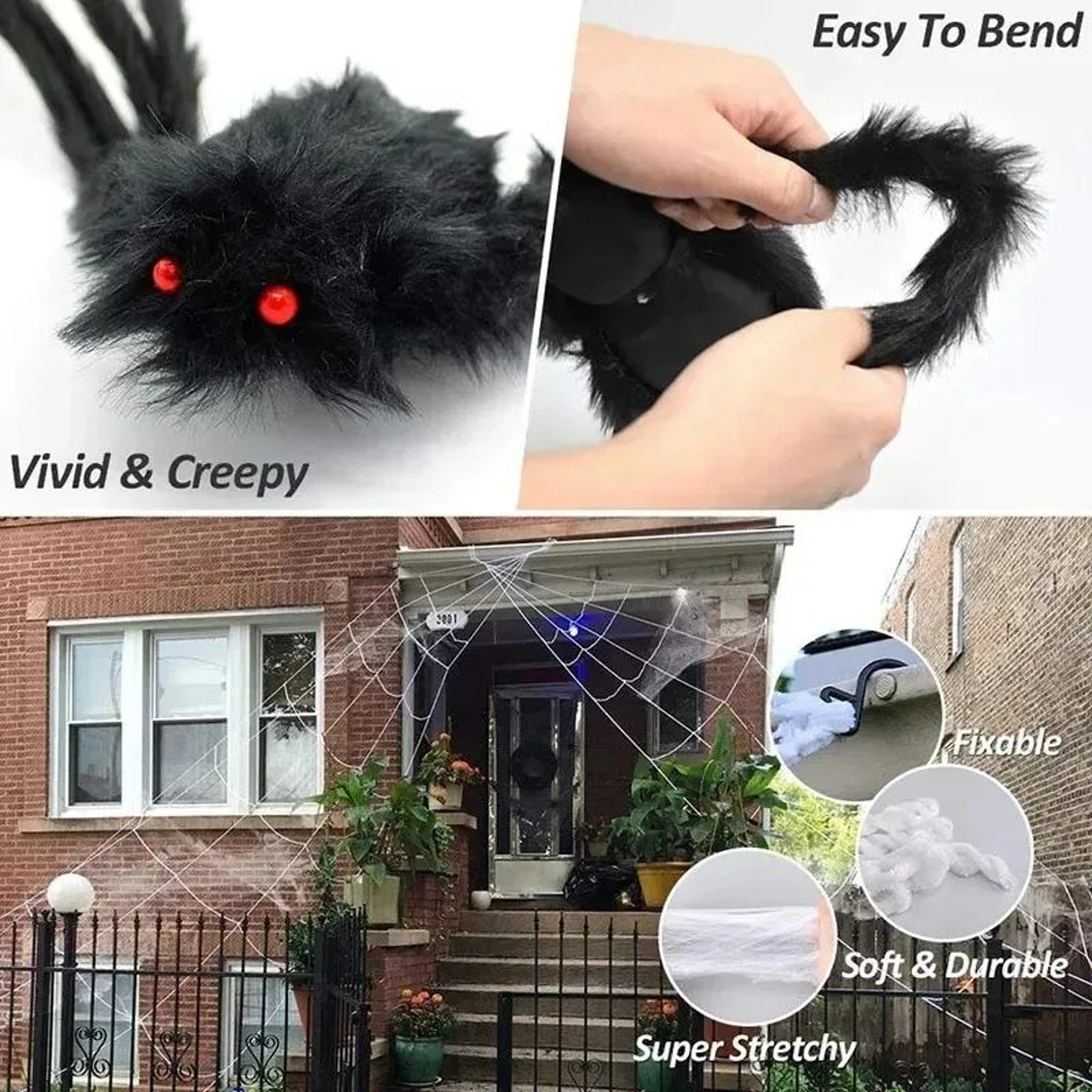 Giant Plush Halloween Spider Decoration 2