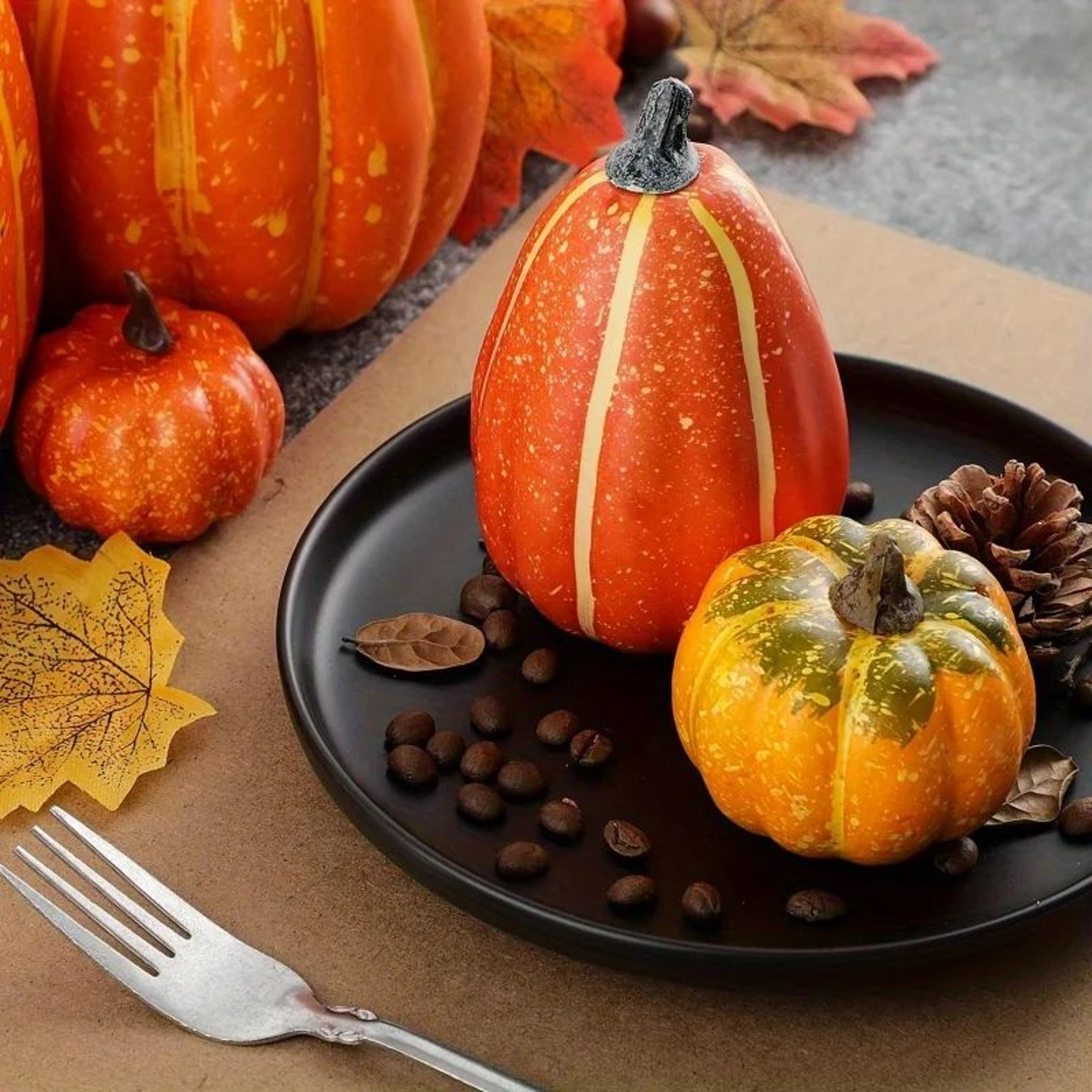 Artificial Pumpkins Fall Harvest Decor Set 4