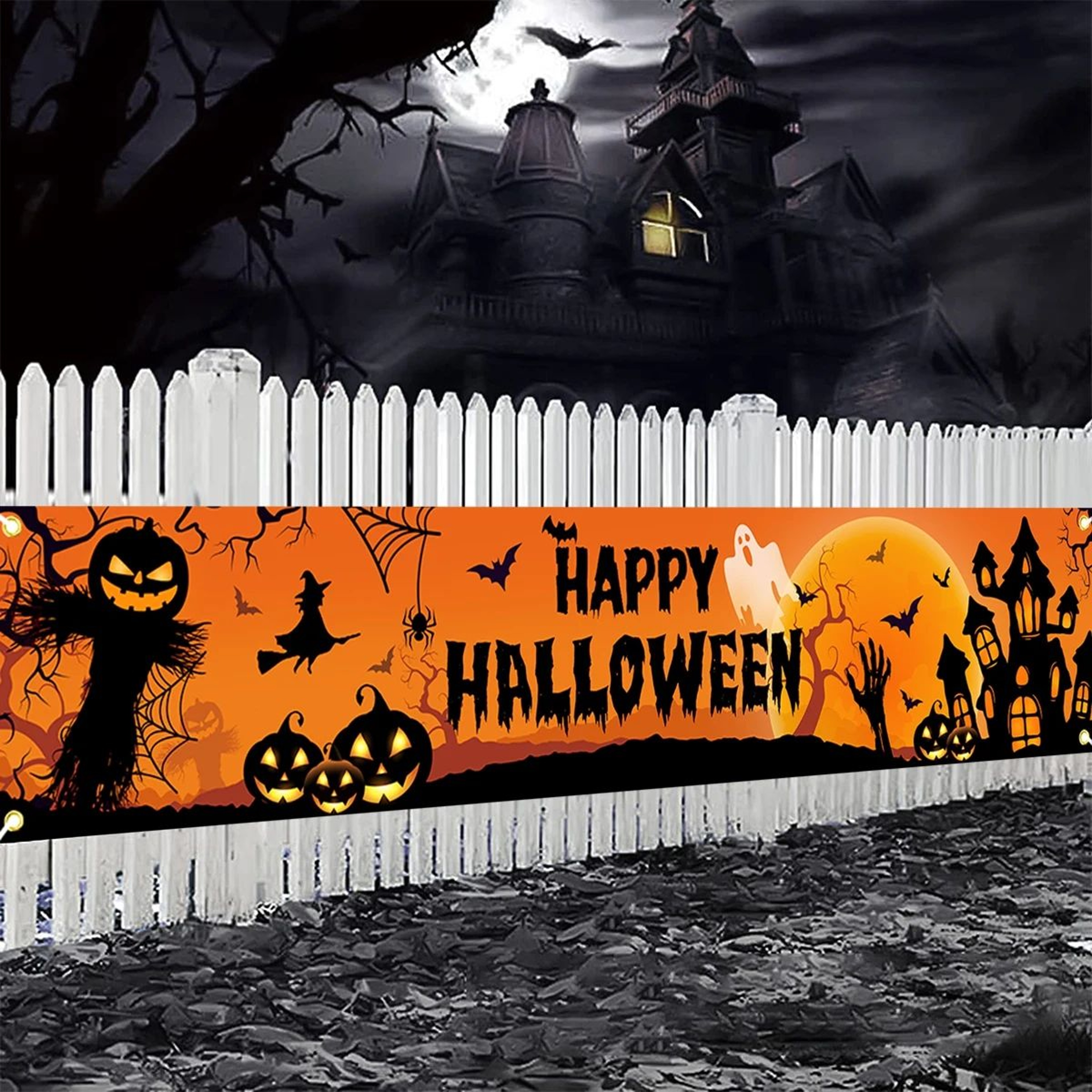 Happy Halloween Pumpkin Bat Banner 4