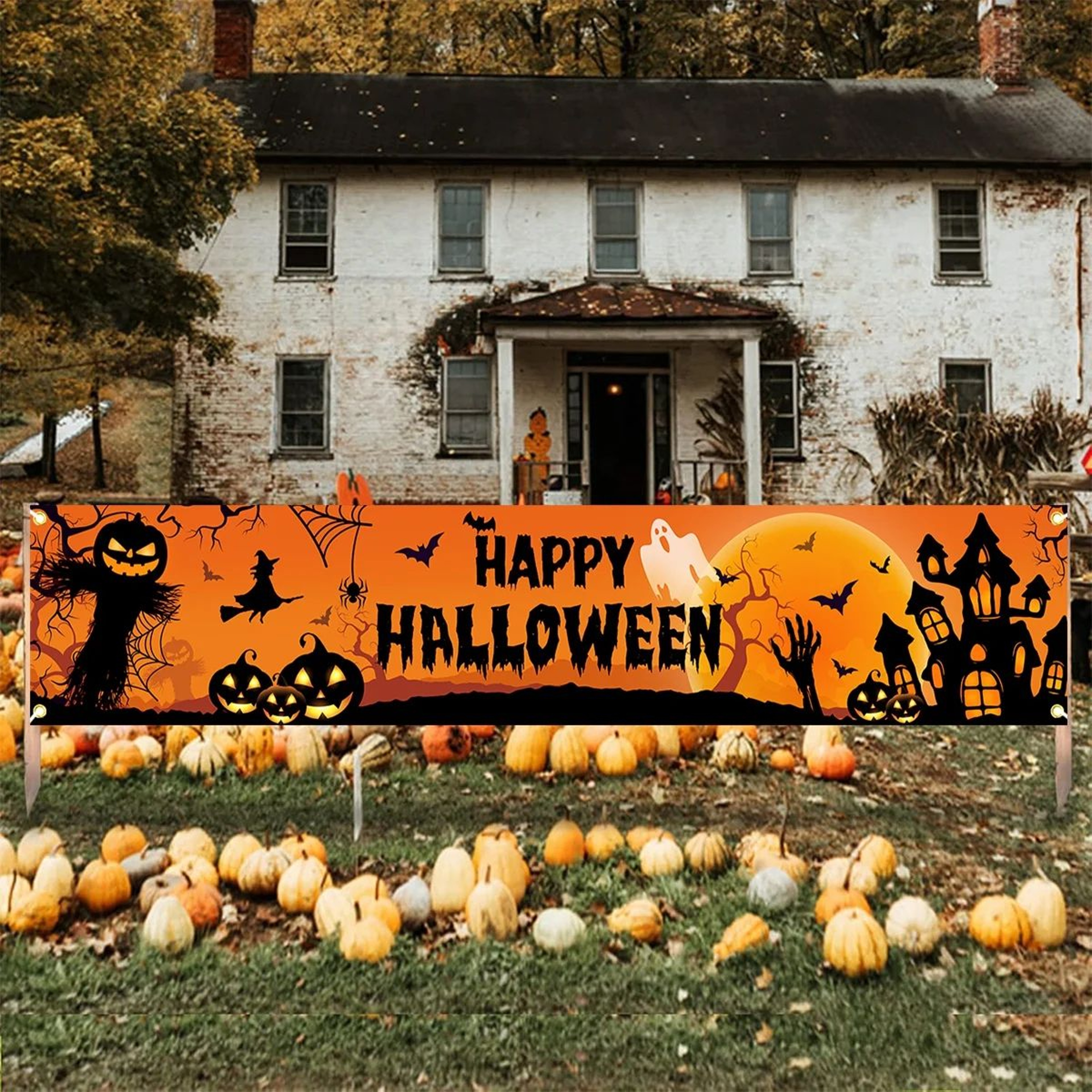 Happy Halloween Pumpkin Bat Banner 5