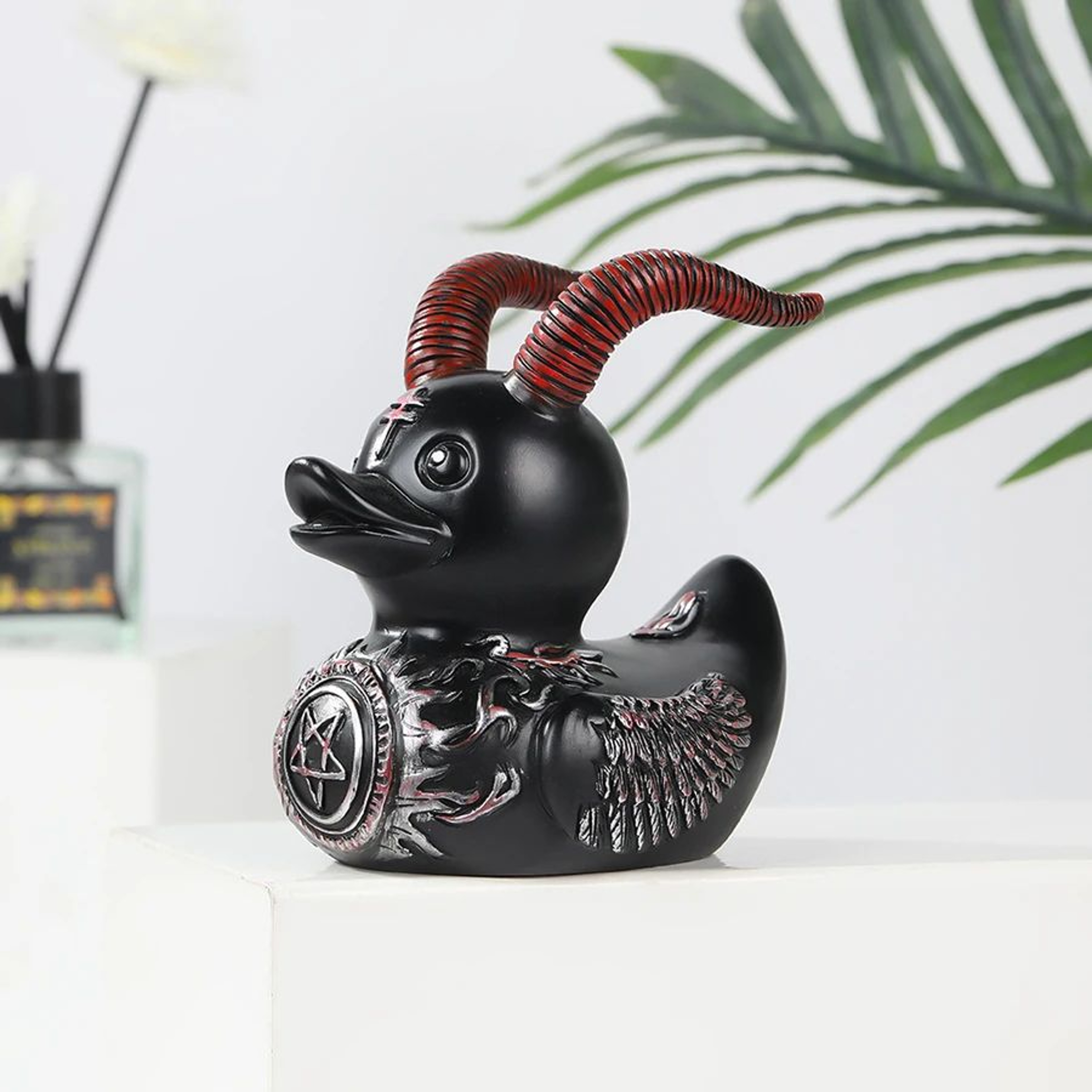 Dark Gothic Duck Resin Statue 3