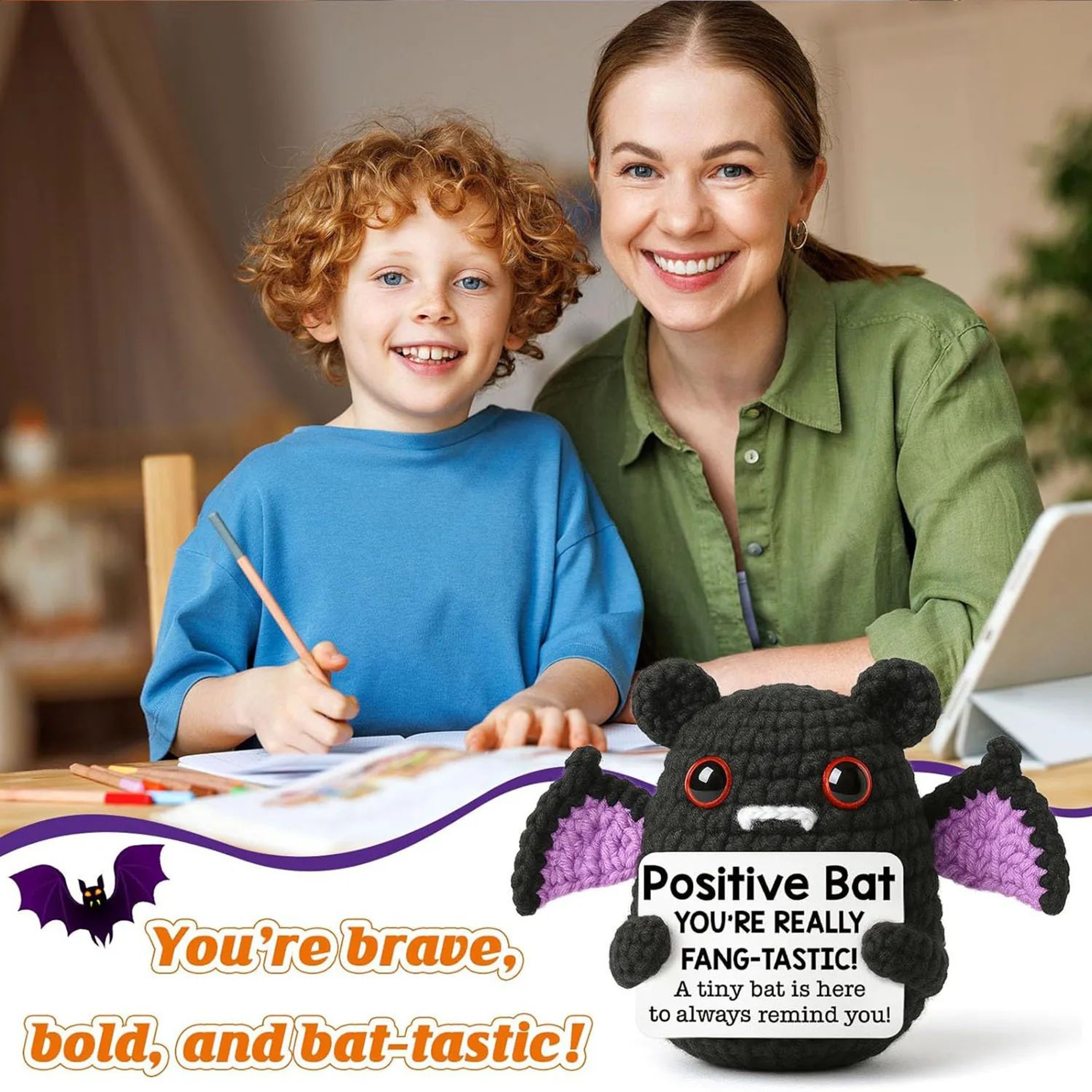 Handmade Positive Crochet Bat Doll 3