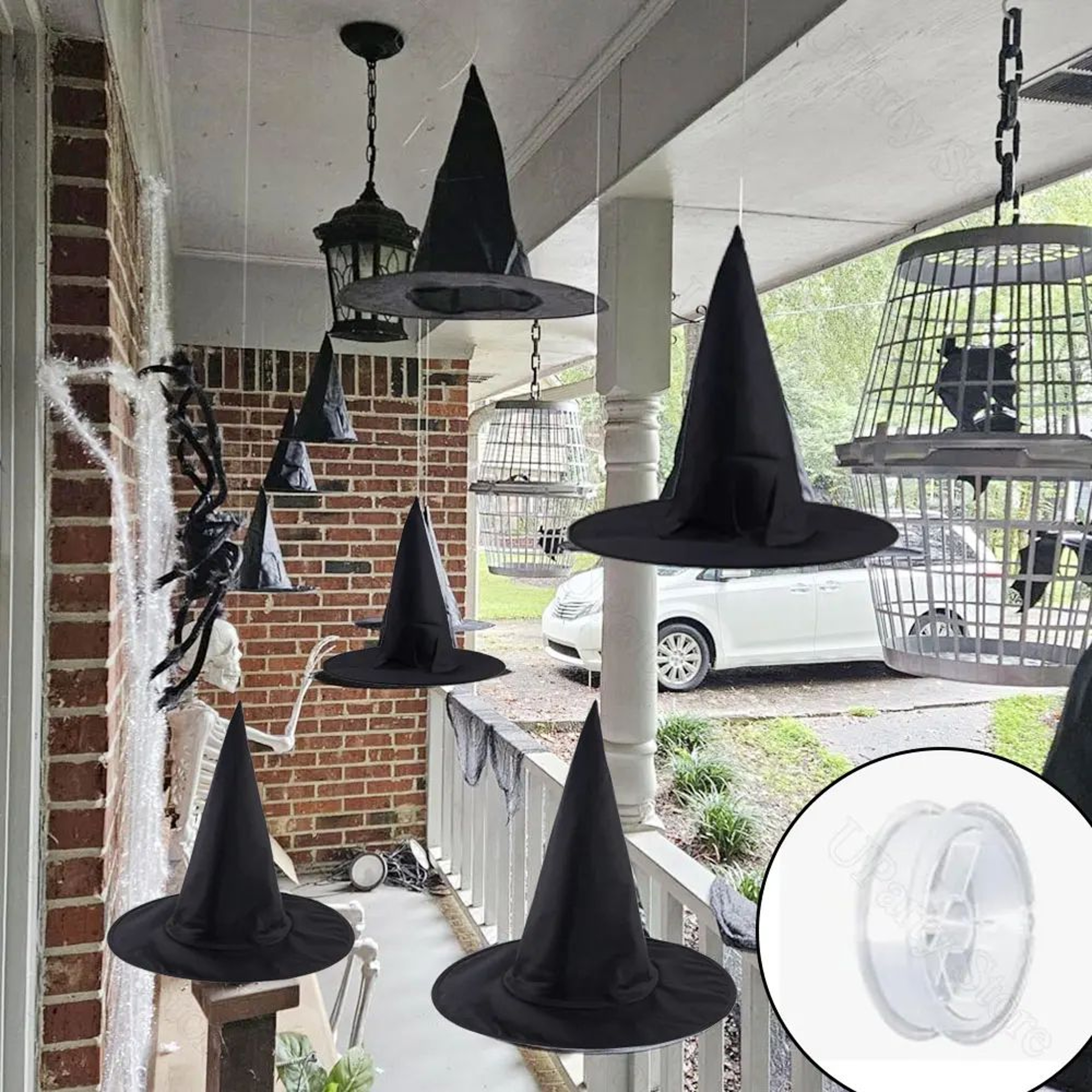 Hanging Black Witch Hat Decoration Set 0