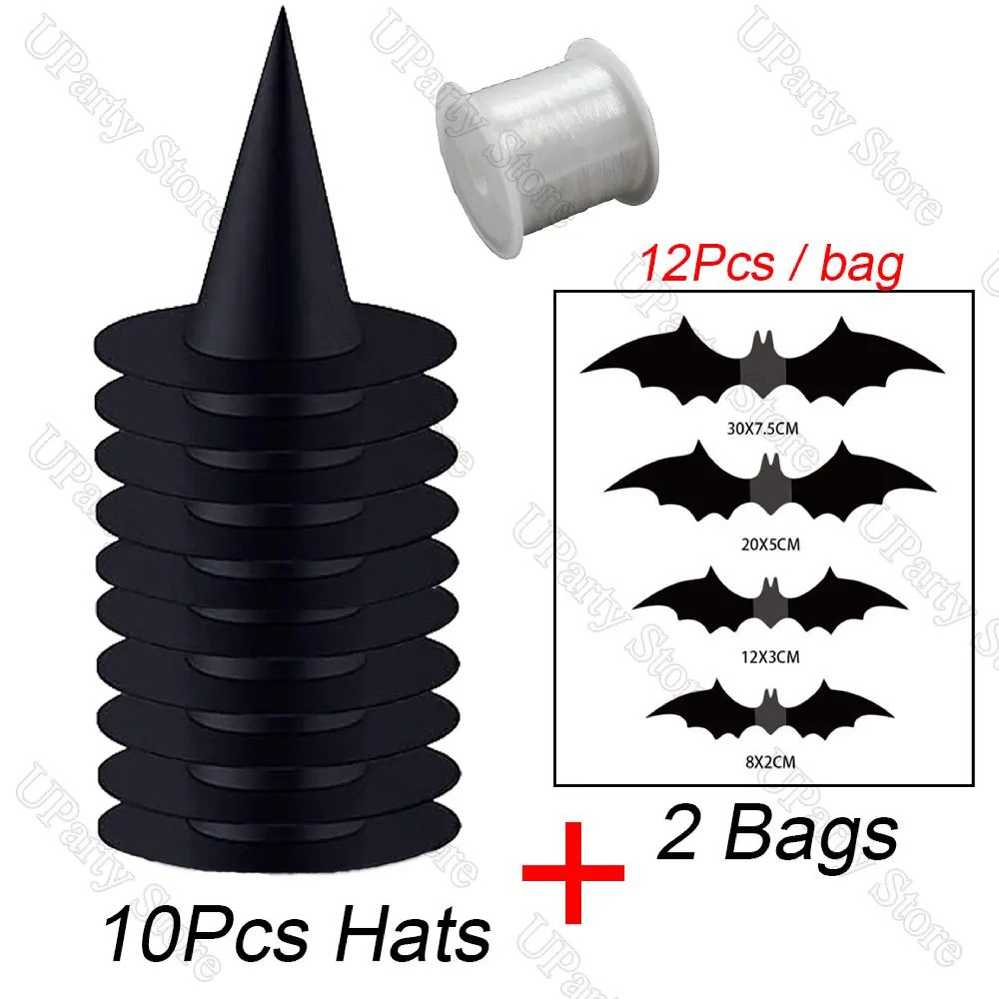 Hanging Black Witch Hat Decoration Set 9