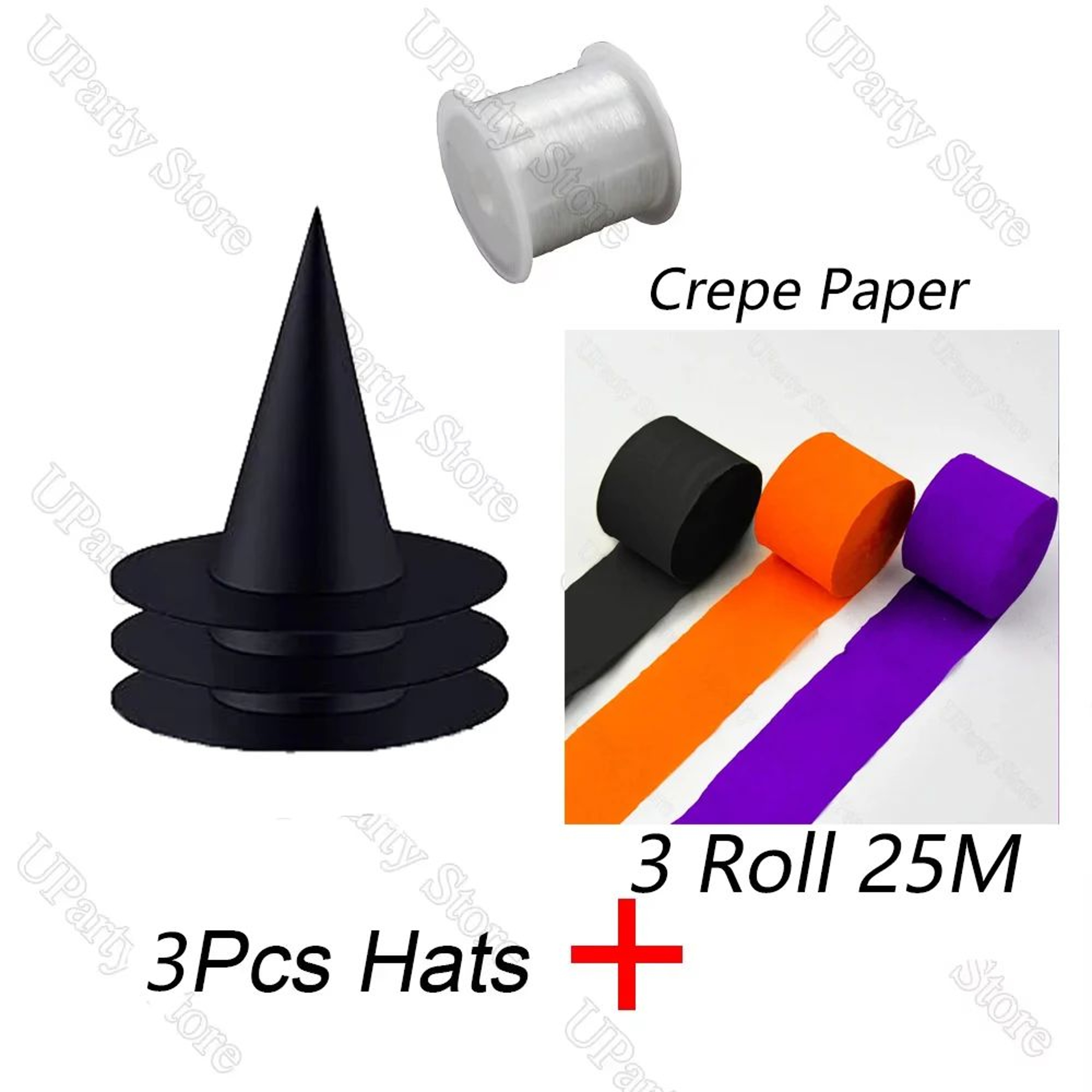 Hanging Black Witch Hat Decoration Set 7