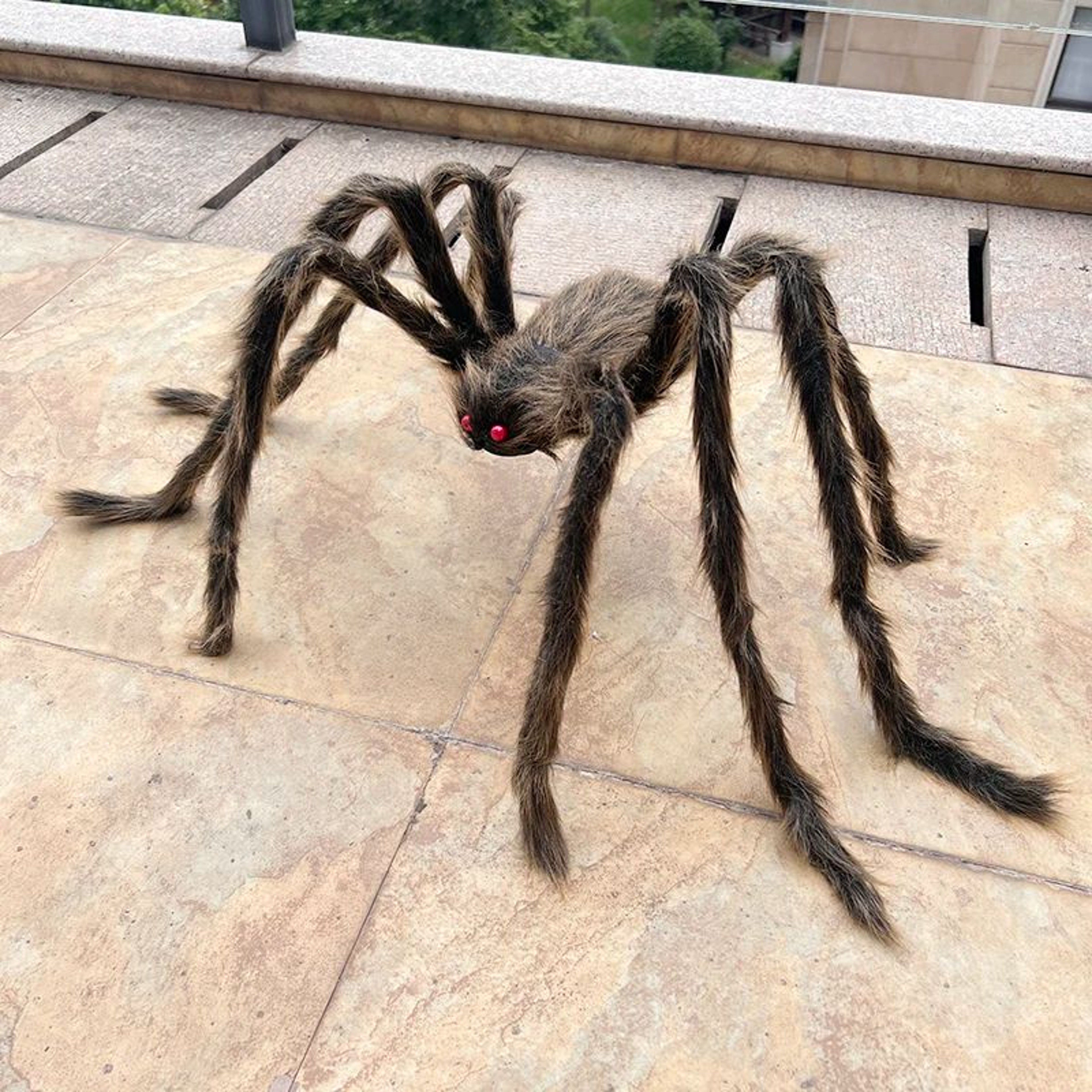 Oversized Black Plush Spider Prop 4