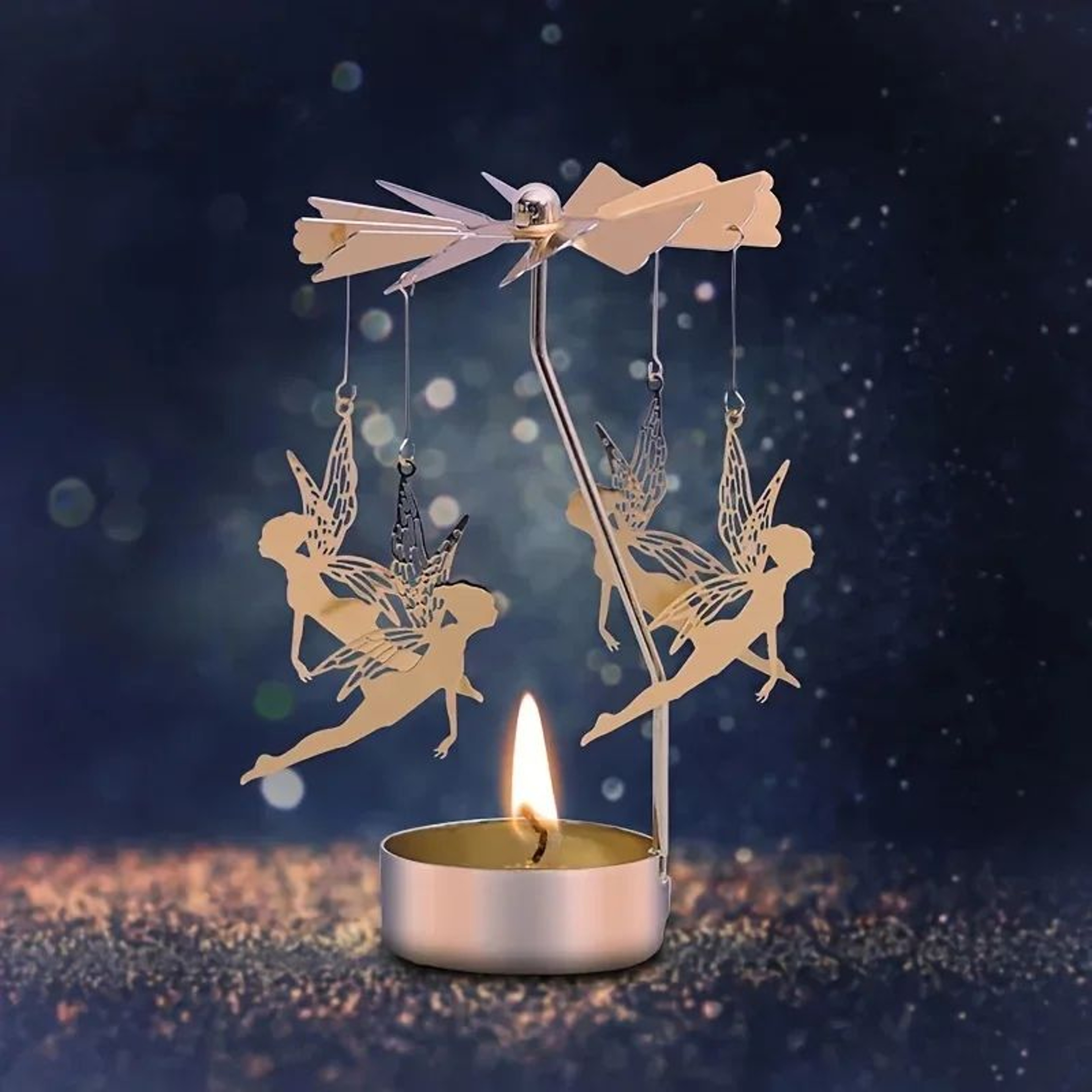 Rotating Metal Tea Light Candle Holder 1