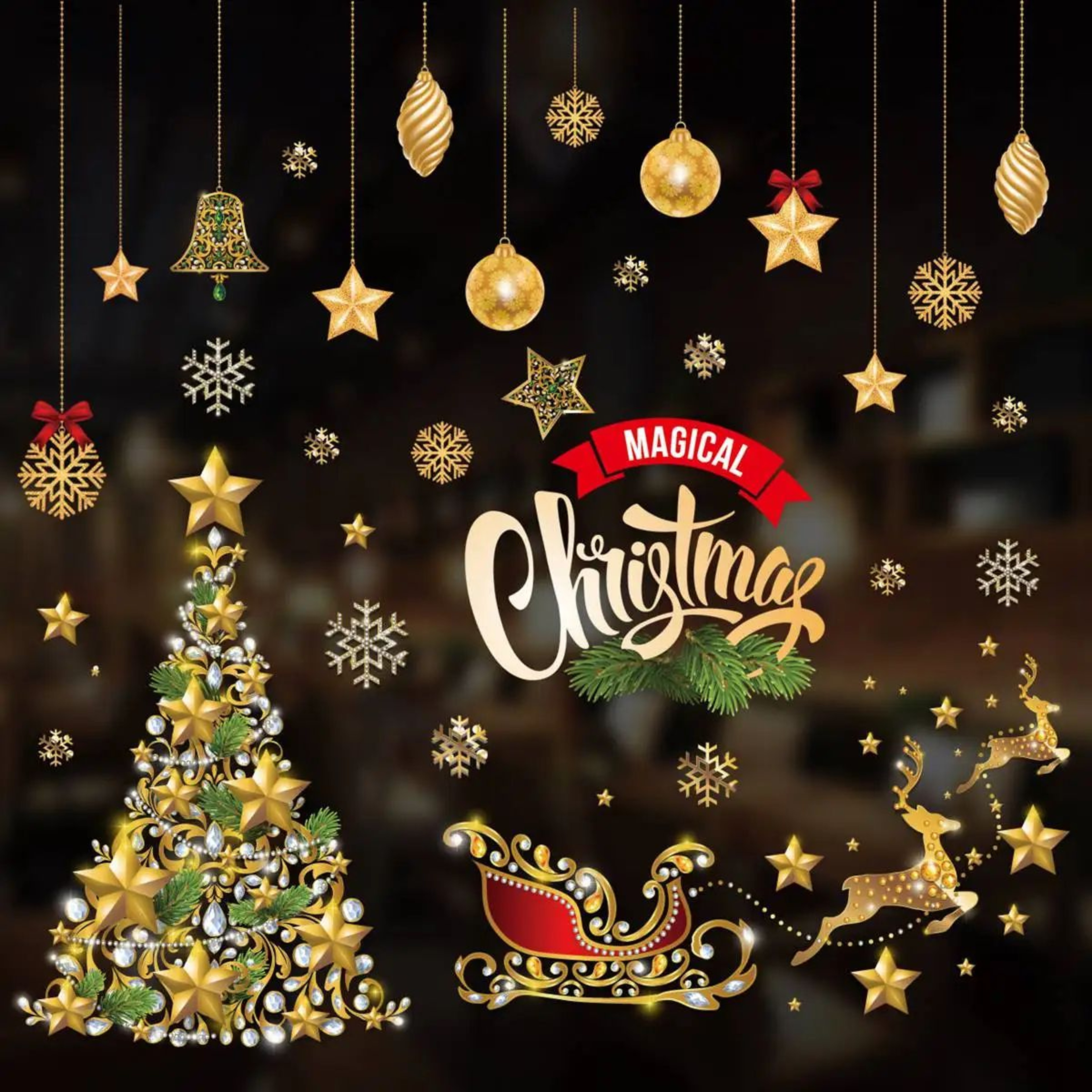 Christmas Window Stickers Holiday Wall Decals 4