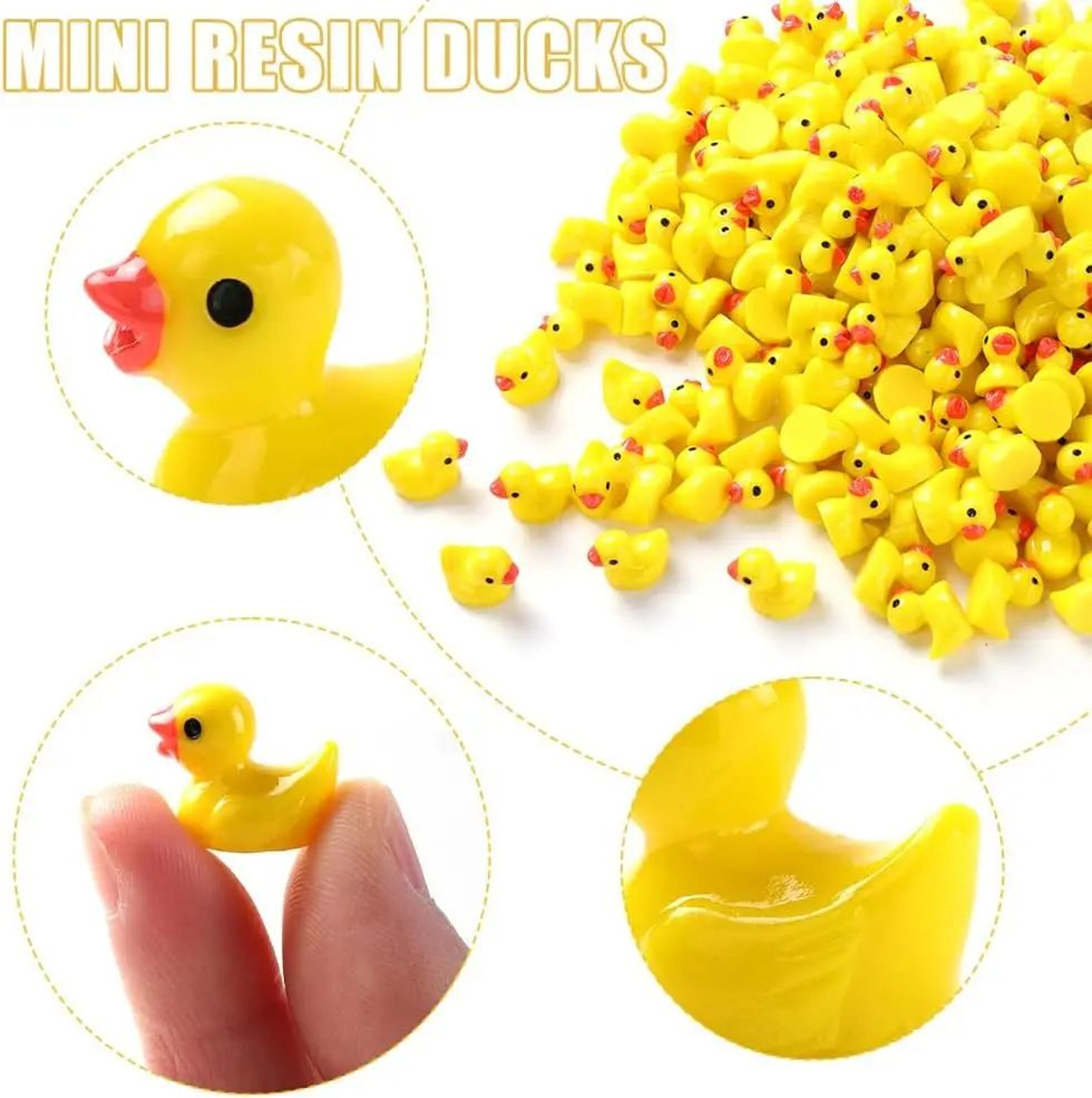Mini Yellow Resin Ducks Craft Set 3