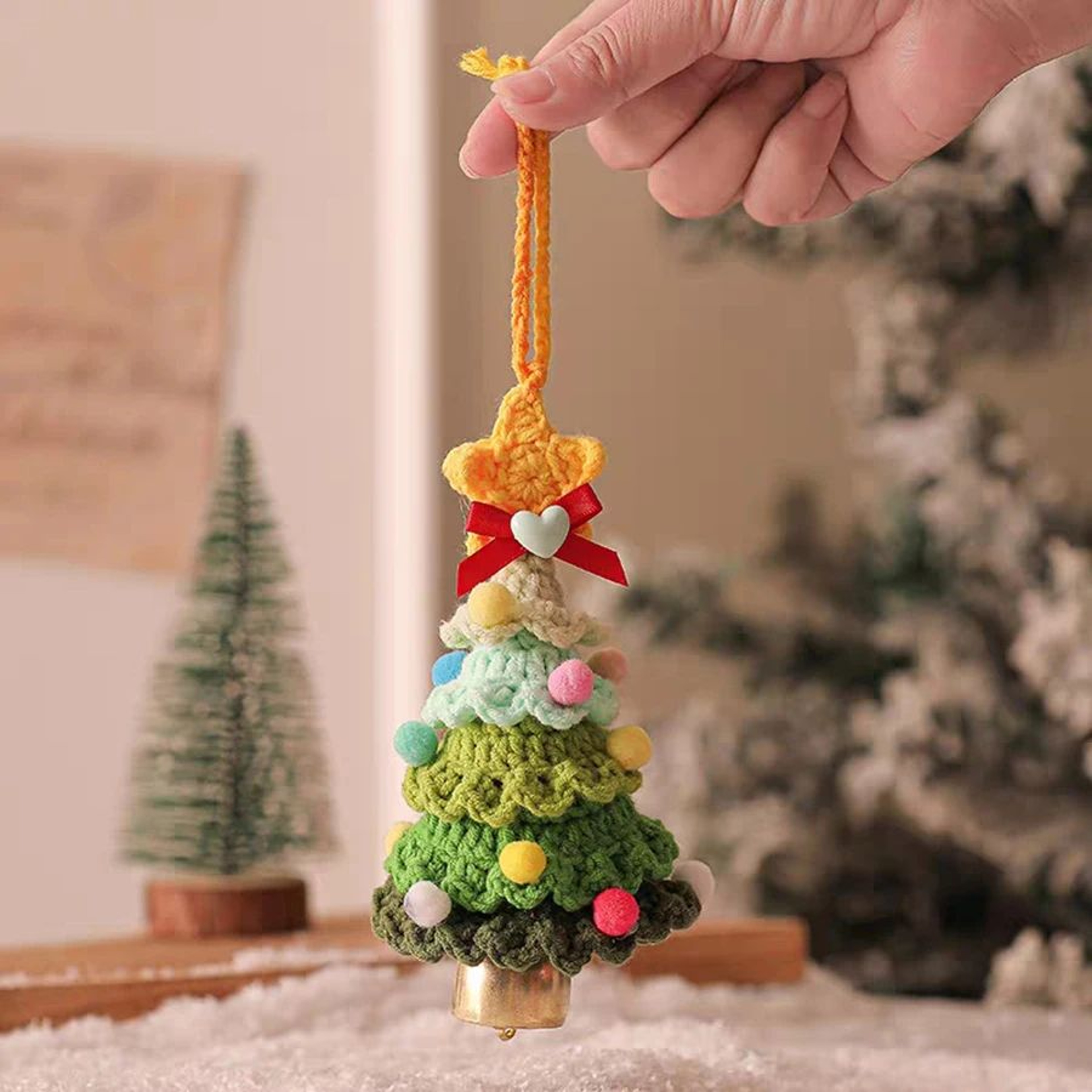 Knitted Christmas Tree Bell Ornament 5