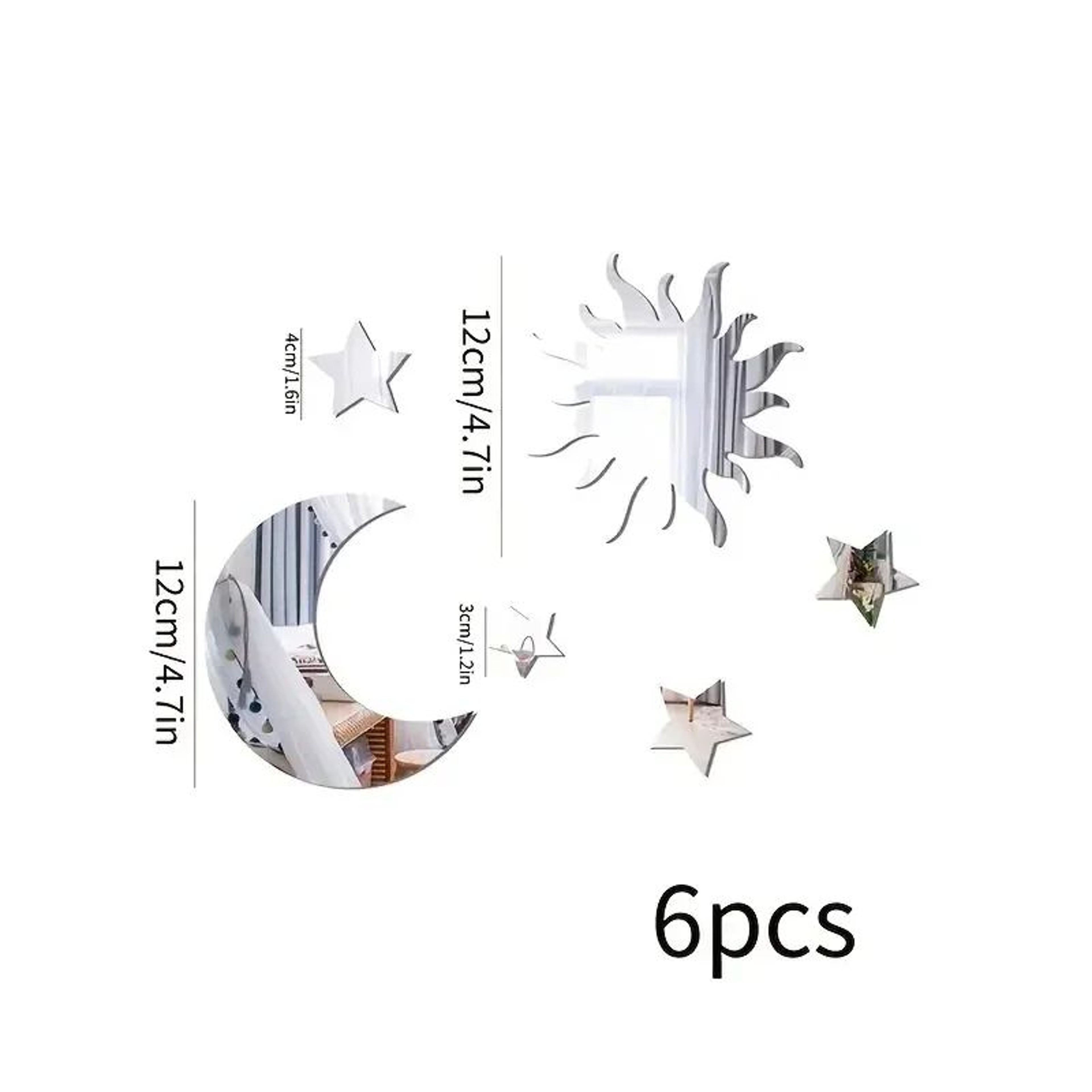 Star And Moon Mirror Wall Stickers 2