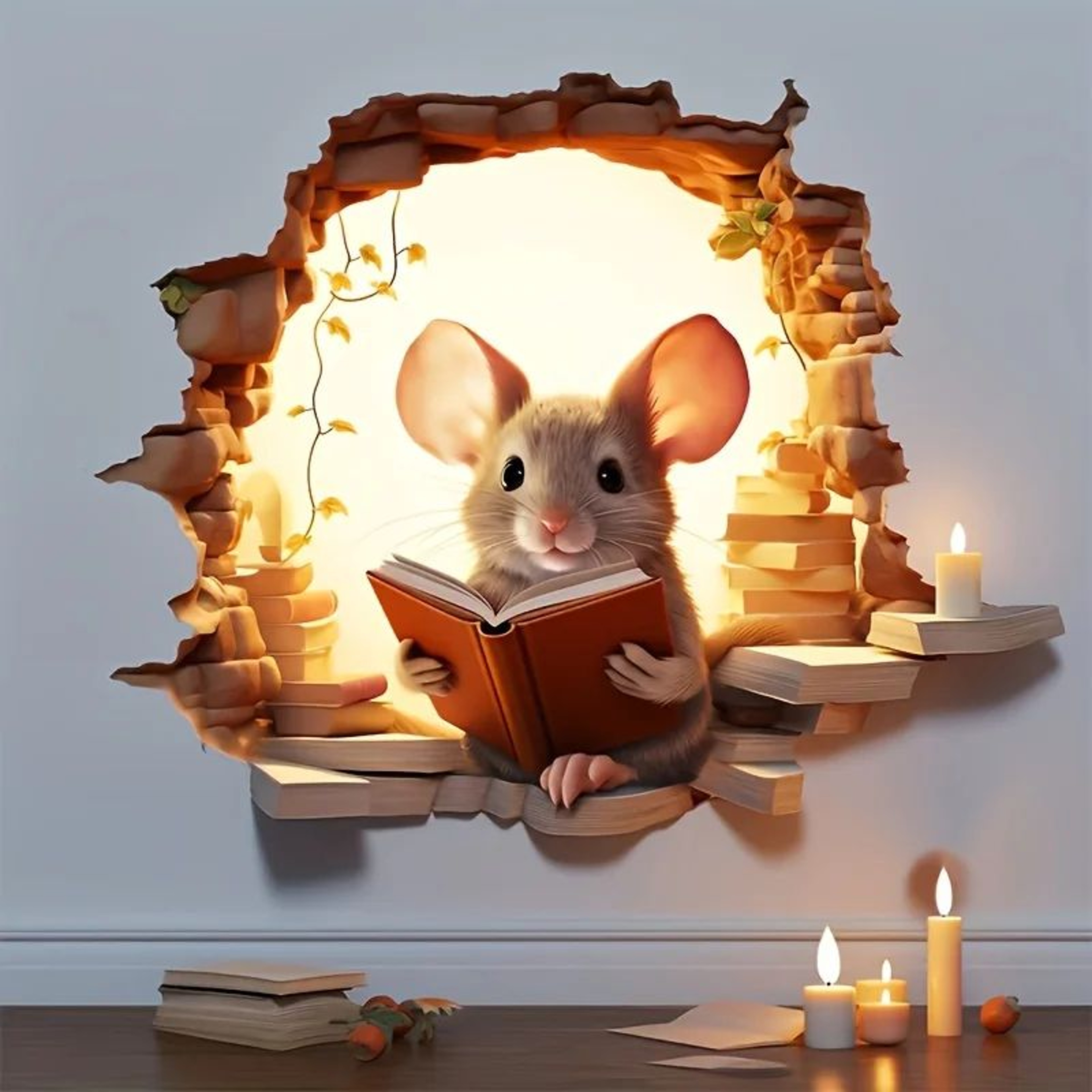 Reading Mouse 3D Wall Sticker 4
