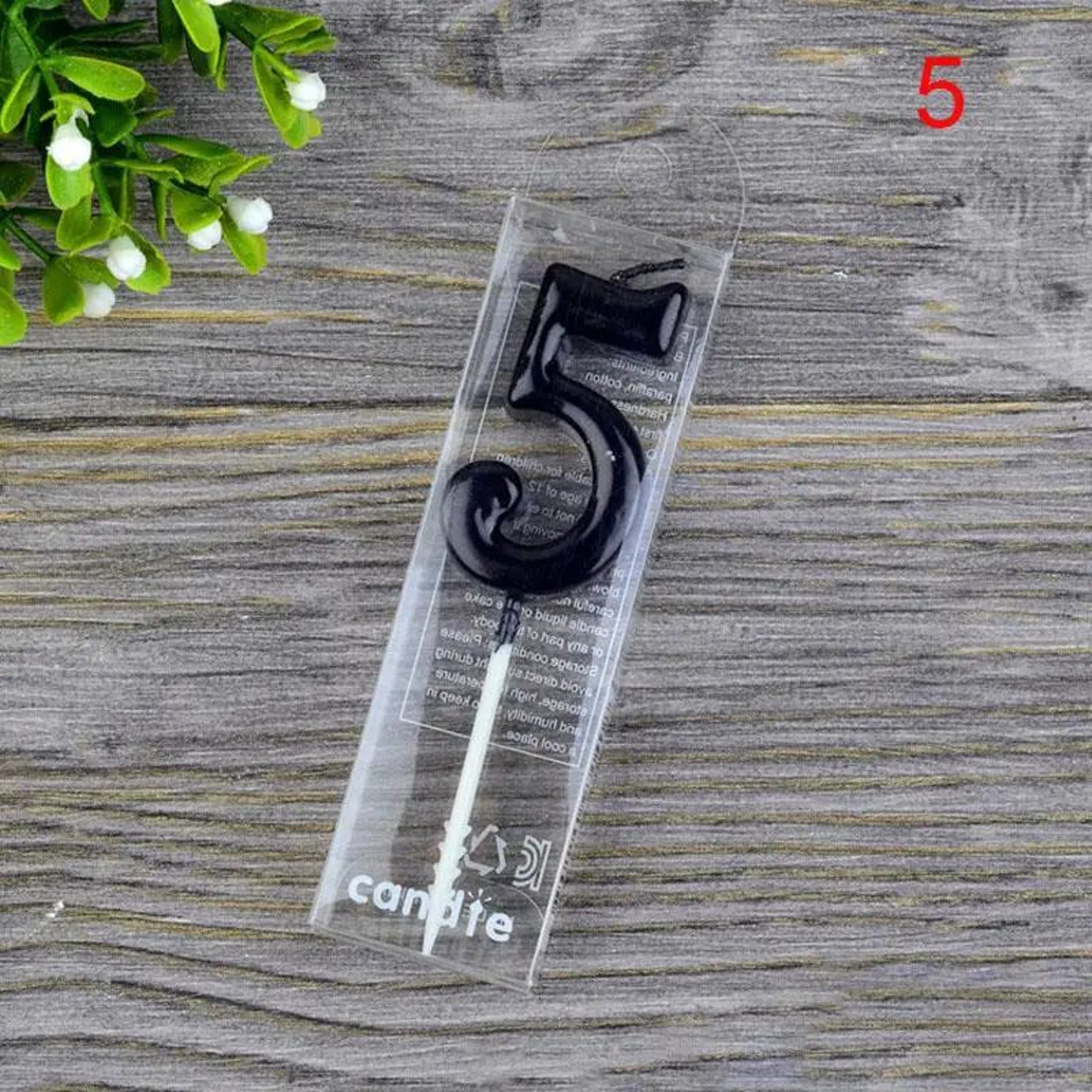 Black Number Birthday Cake Candle 5