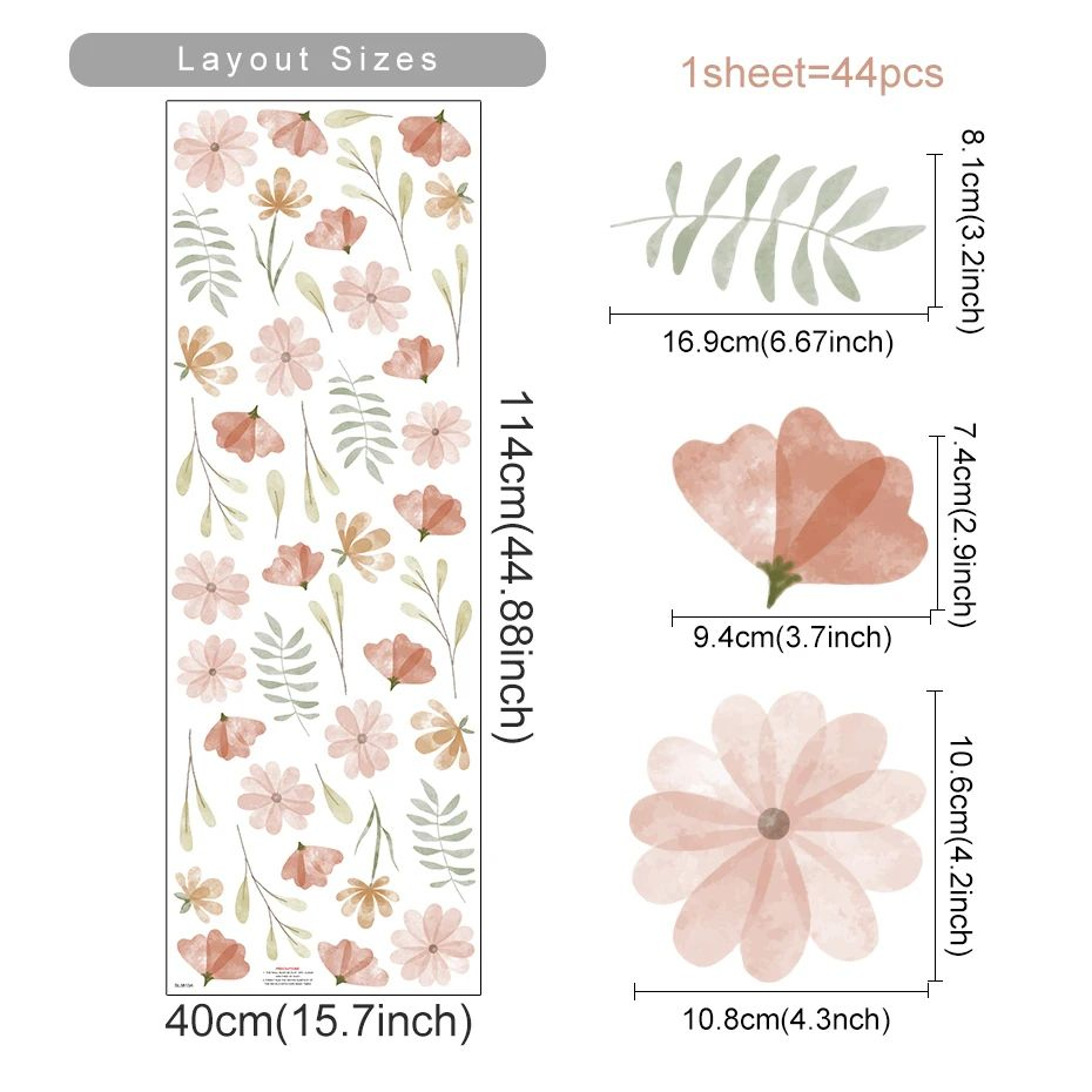 Boho Watercolor Floral Wall Decals 11
