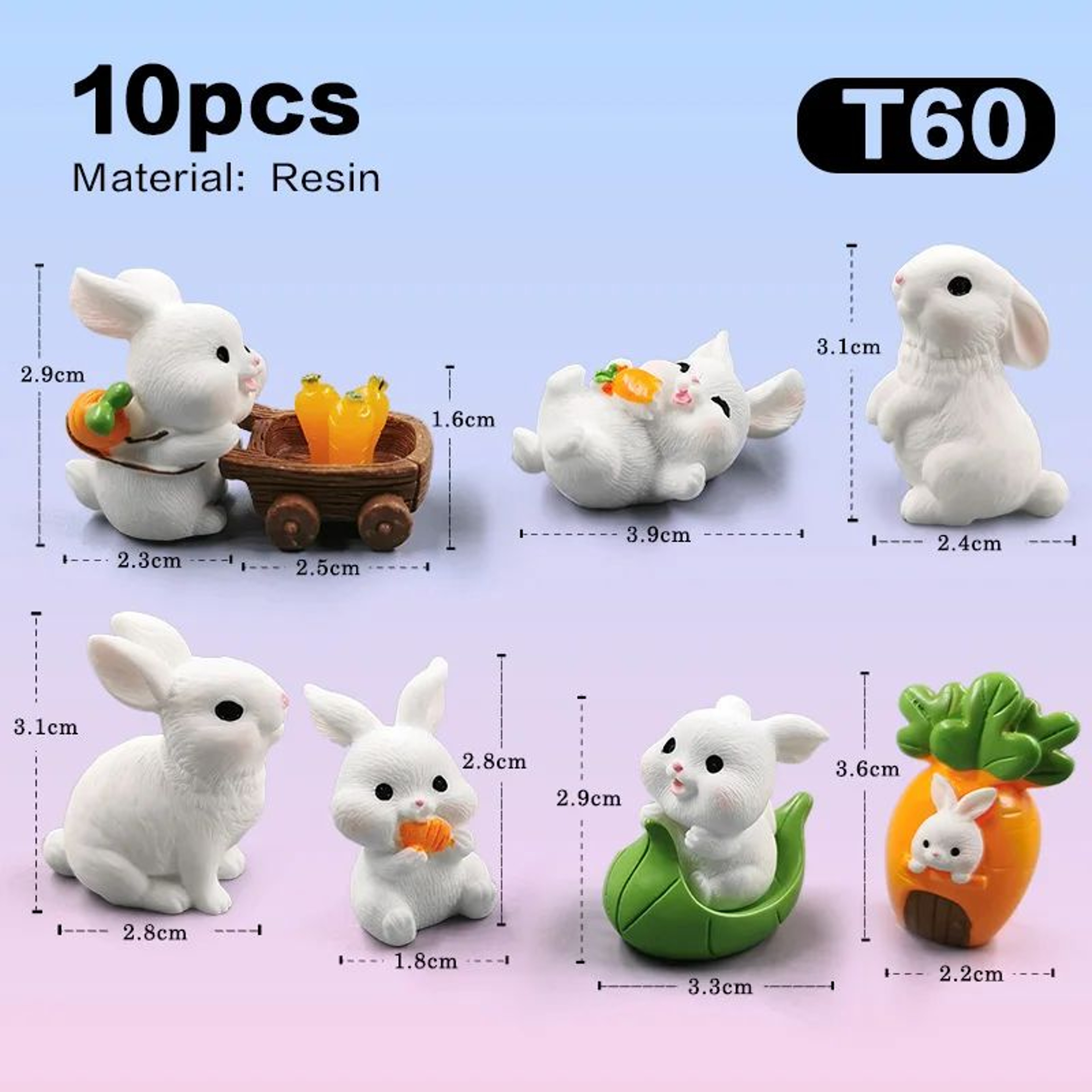 Cute Mini Rabbit Fairy Garden Figurine 23