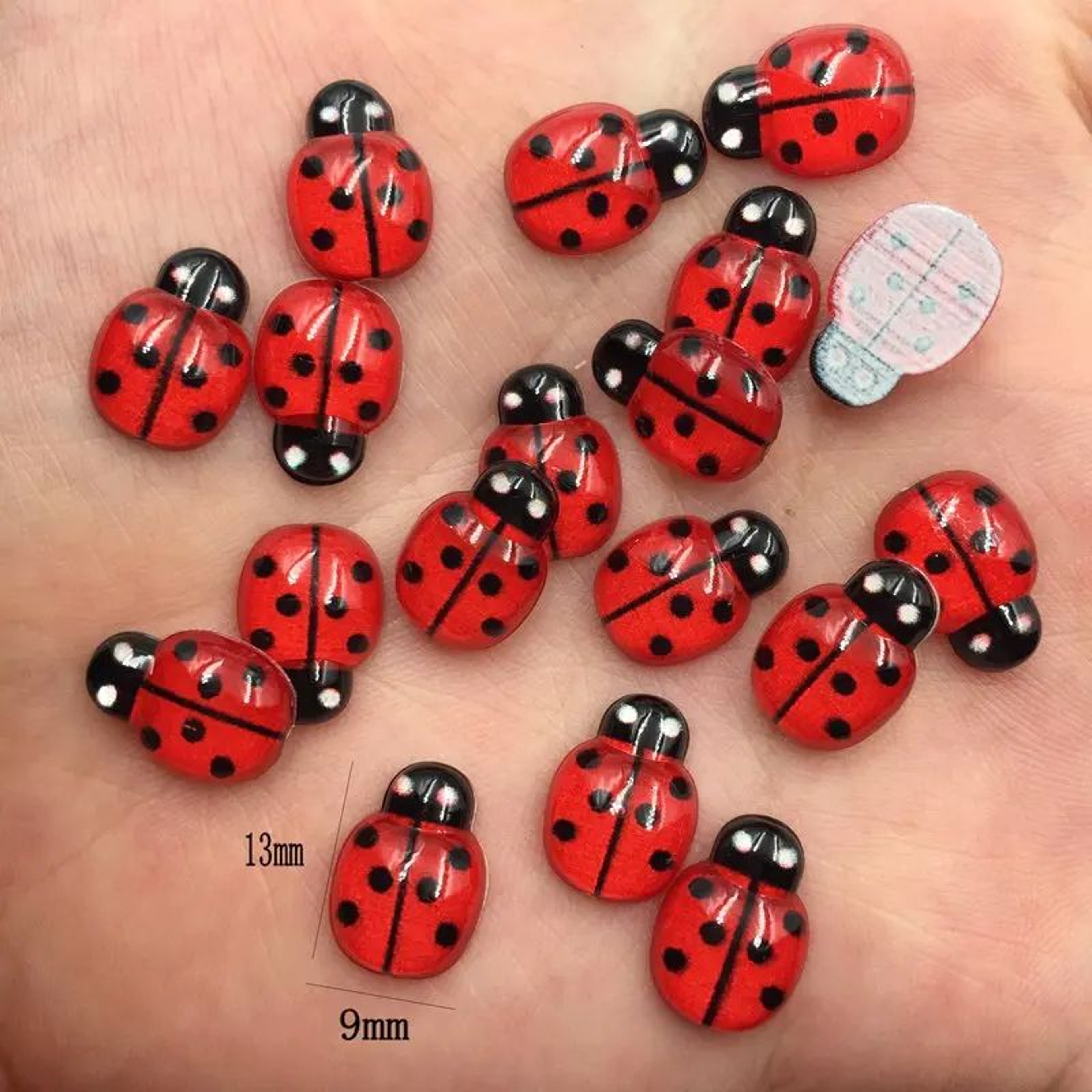 Mini Red Ladybug Cabochons Craft Set 2