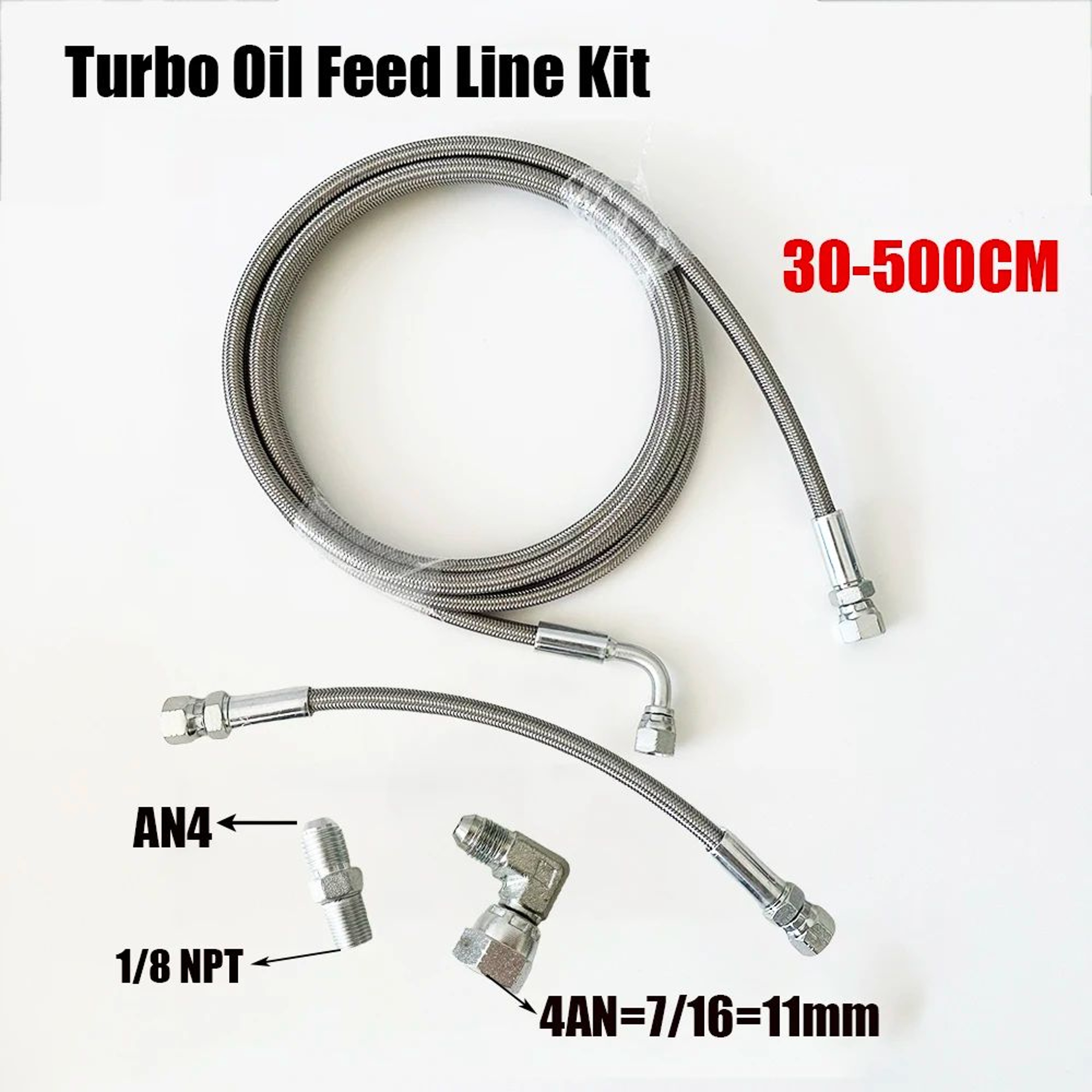 AN4 Stainless Steel Turbo Oil Feed Line 0