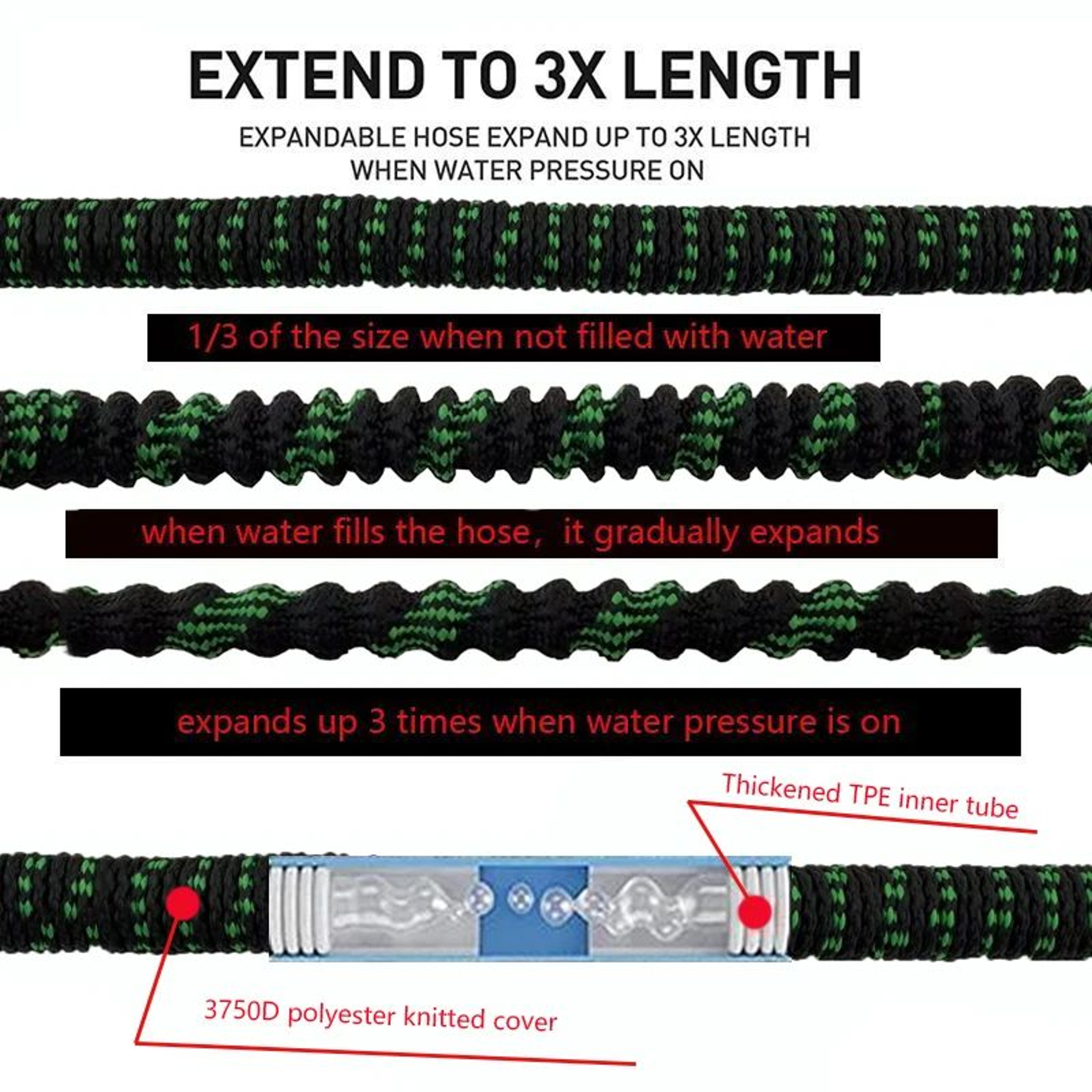 Expandable Garden Hose With Adjustable Spray Nozzle 5