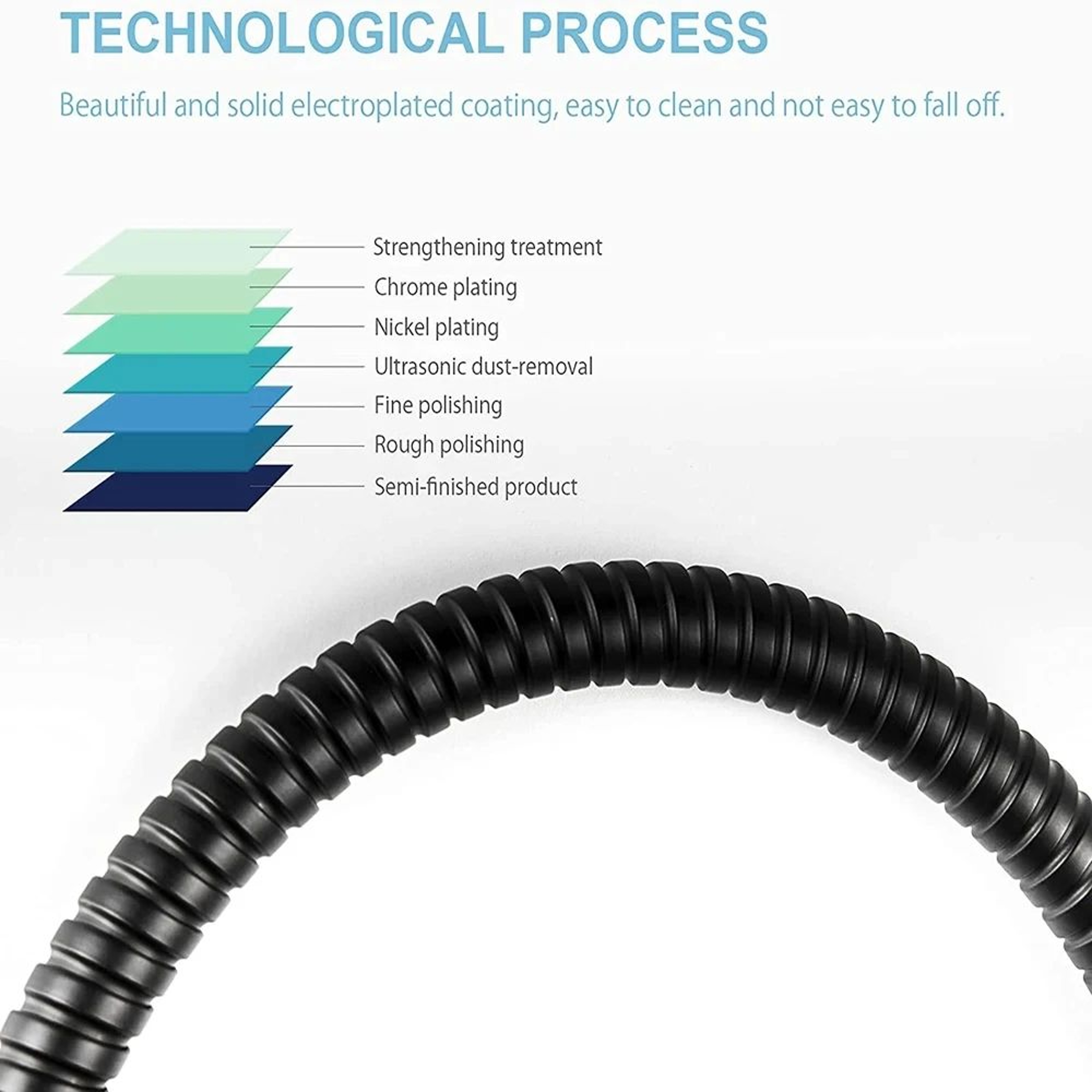White Stainless Steel Flexible Shower Hose 4