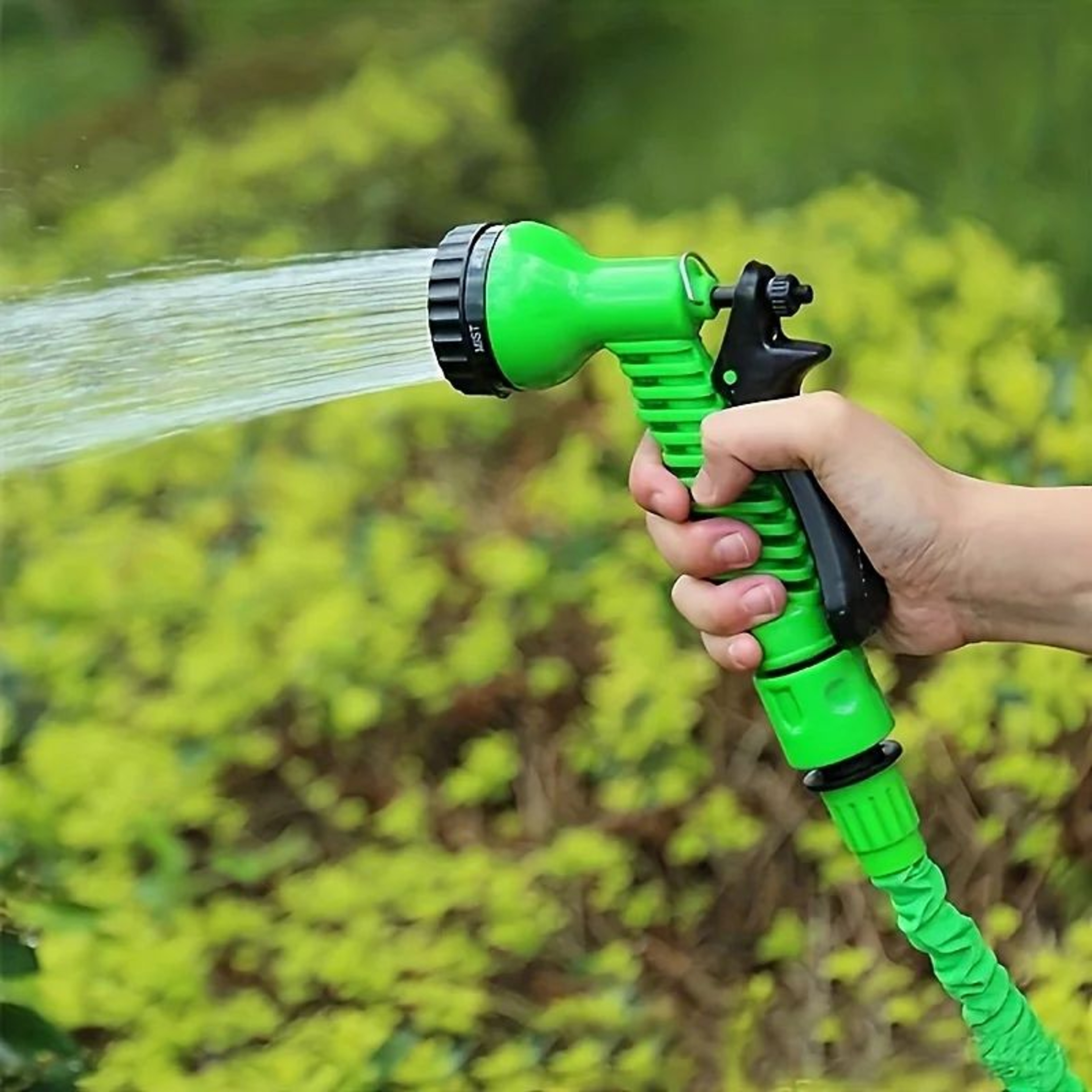 Coiled Garden Hose With 7 Function Nozzle 0