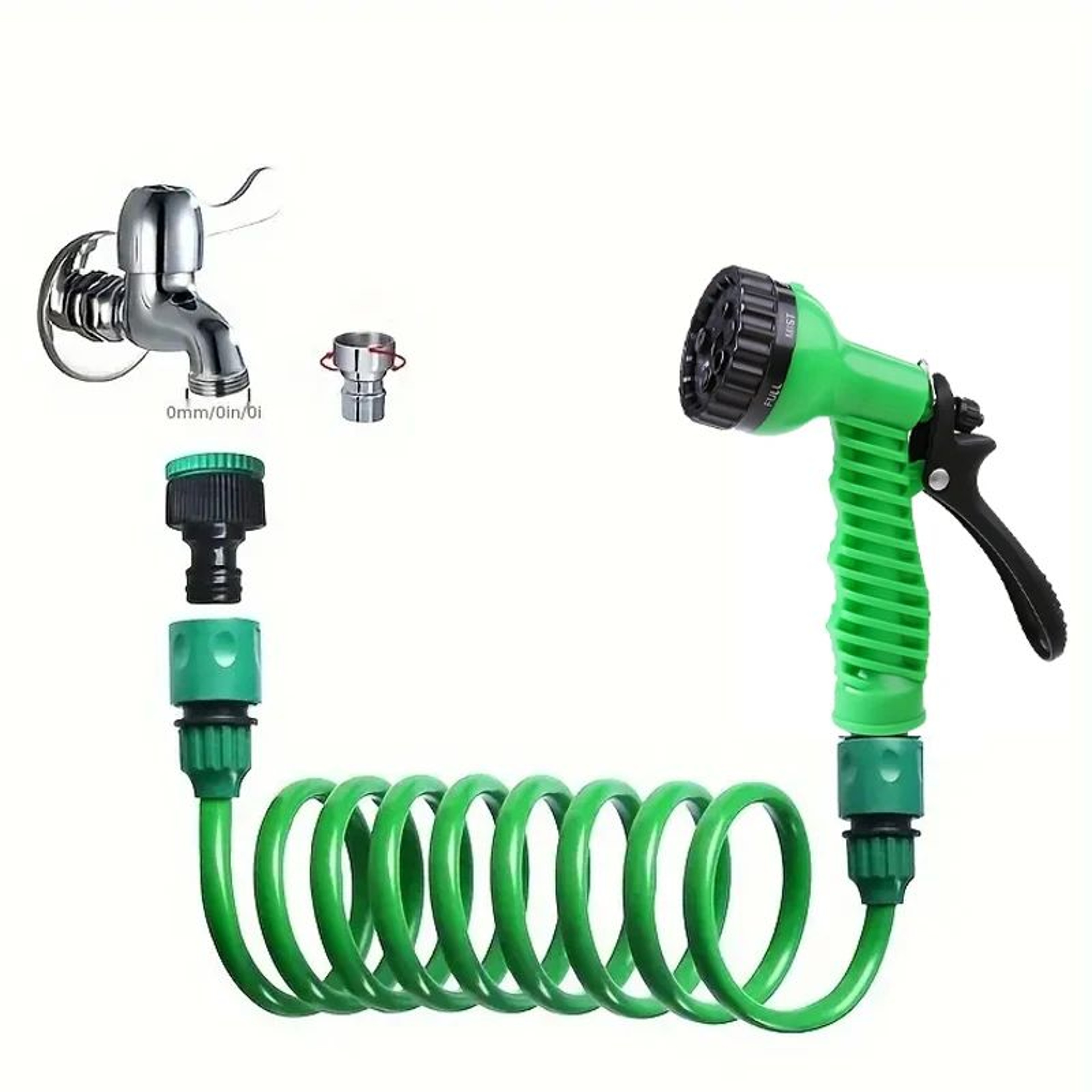 Coiled Garden Hose With 7 Function Nozzle 2