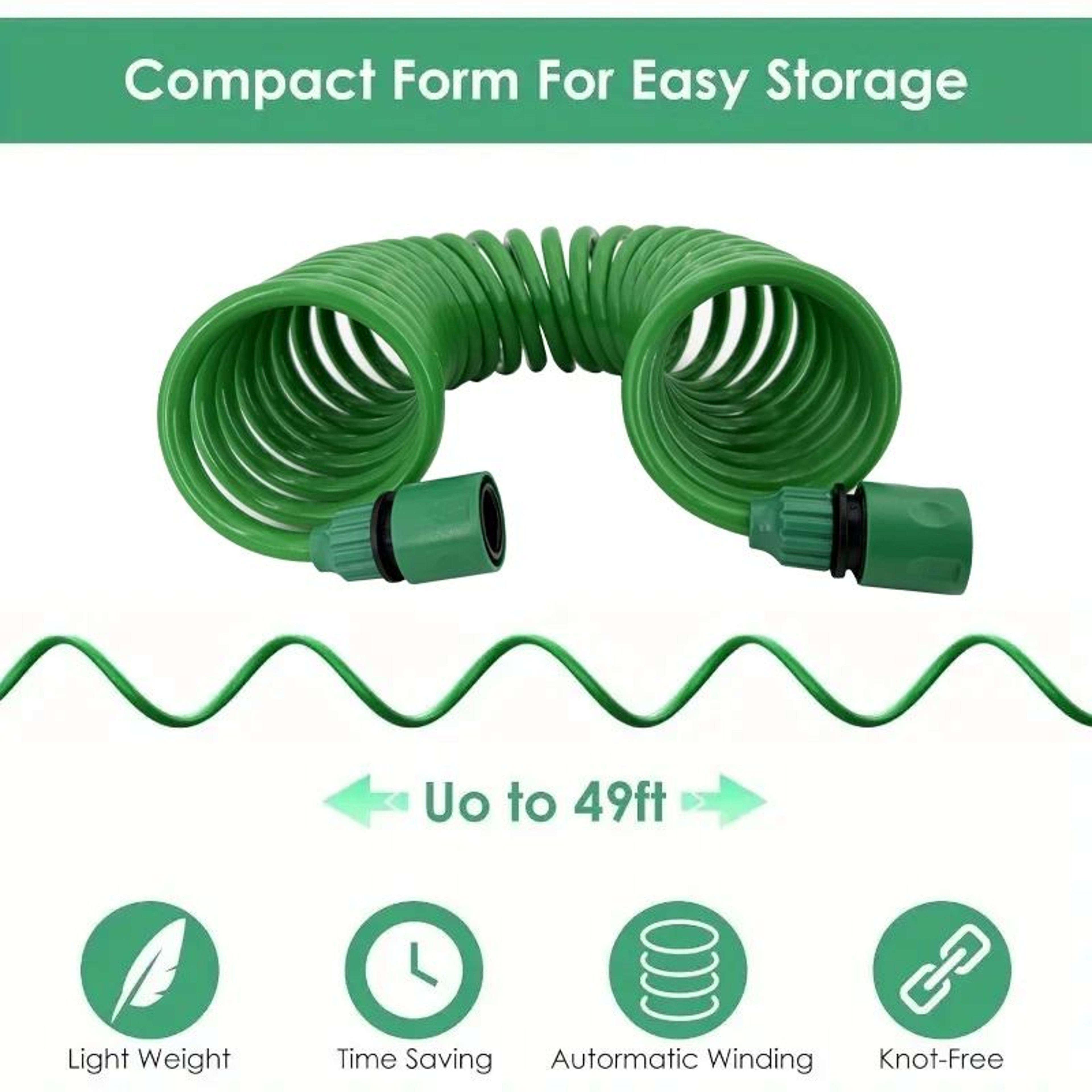 Coiled Garden Hose With 7 Function Nozzle 3