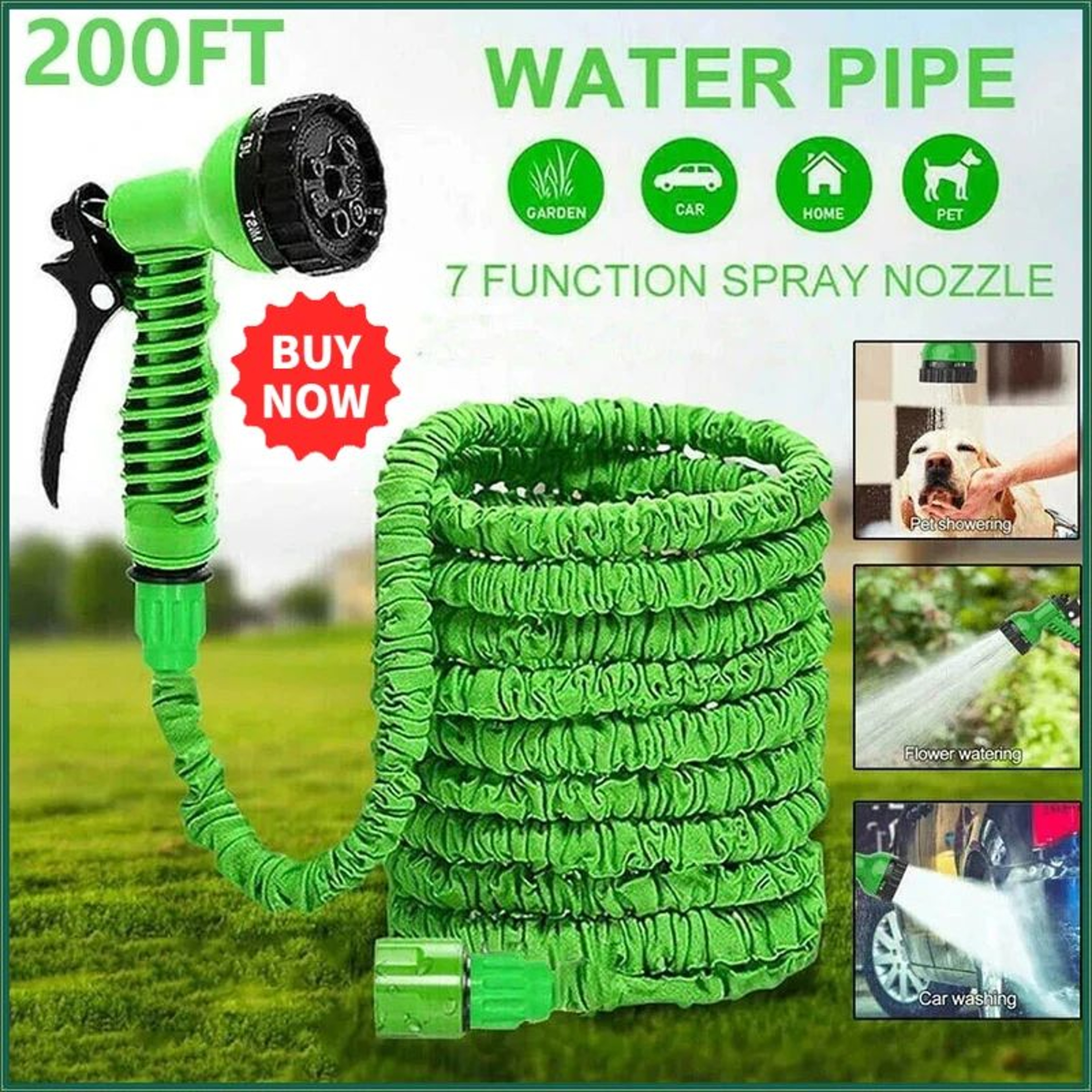 Expandable Garden Hose With 7 Pattern Spray Gun 0
