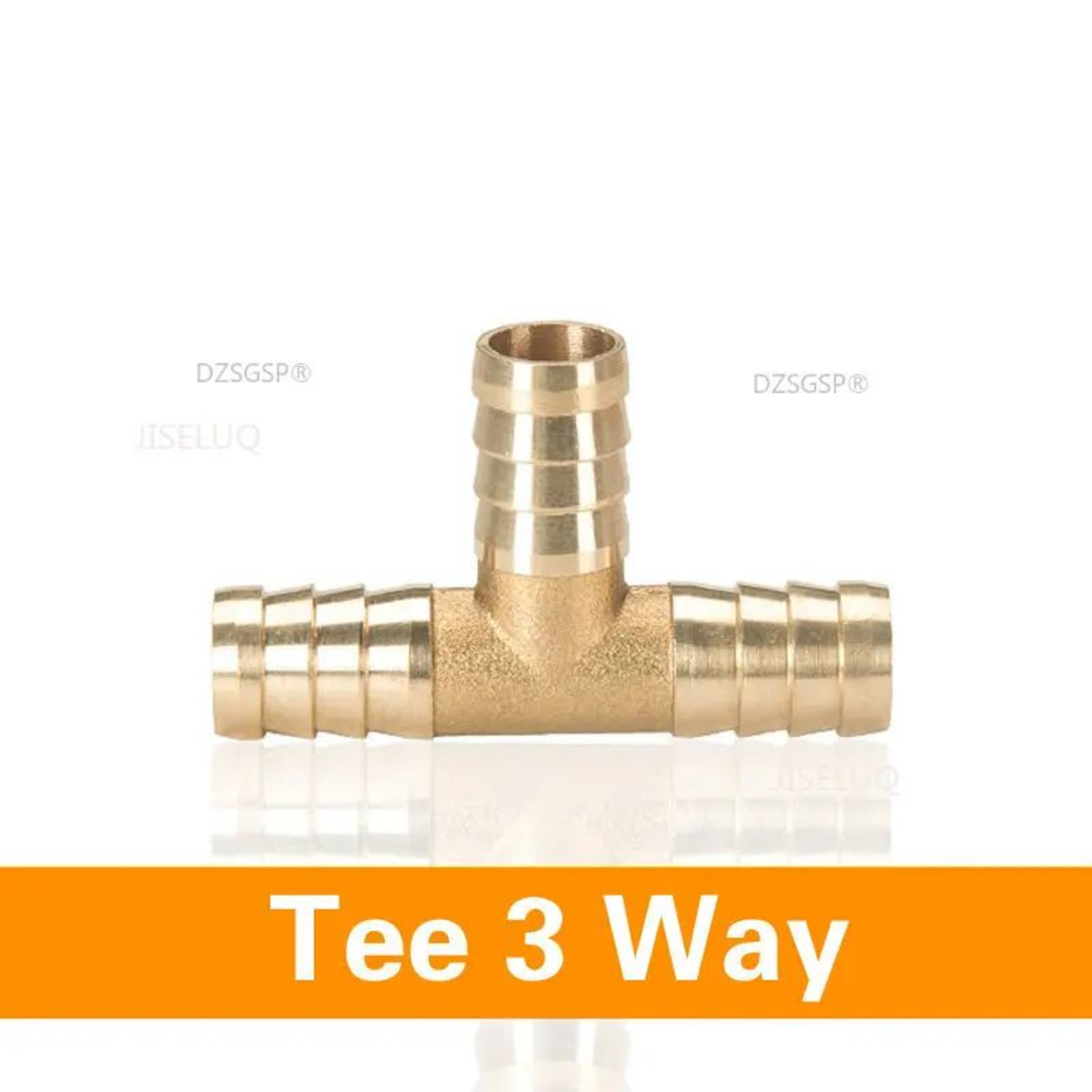 Three Way Brass Hose Barb Connector 9
