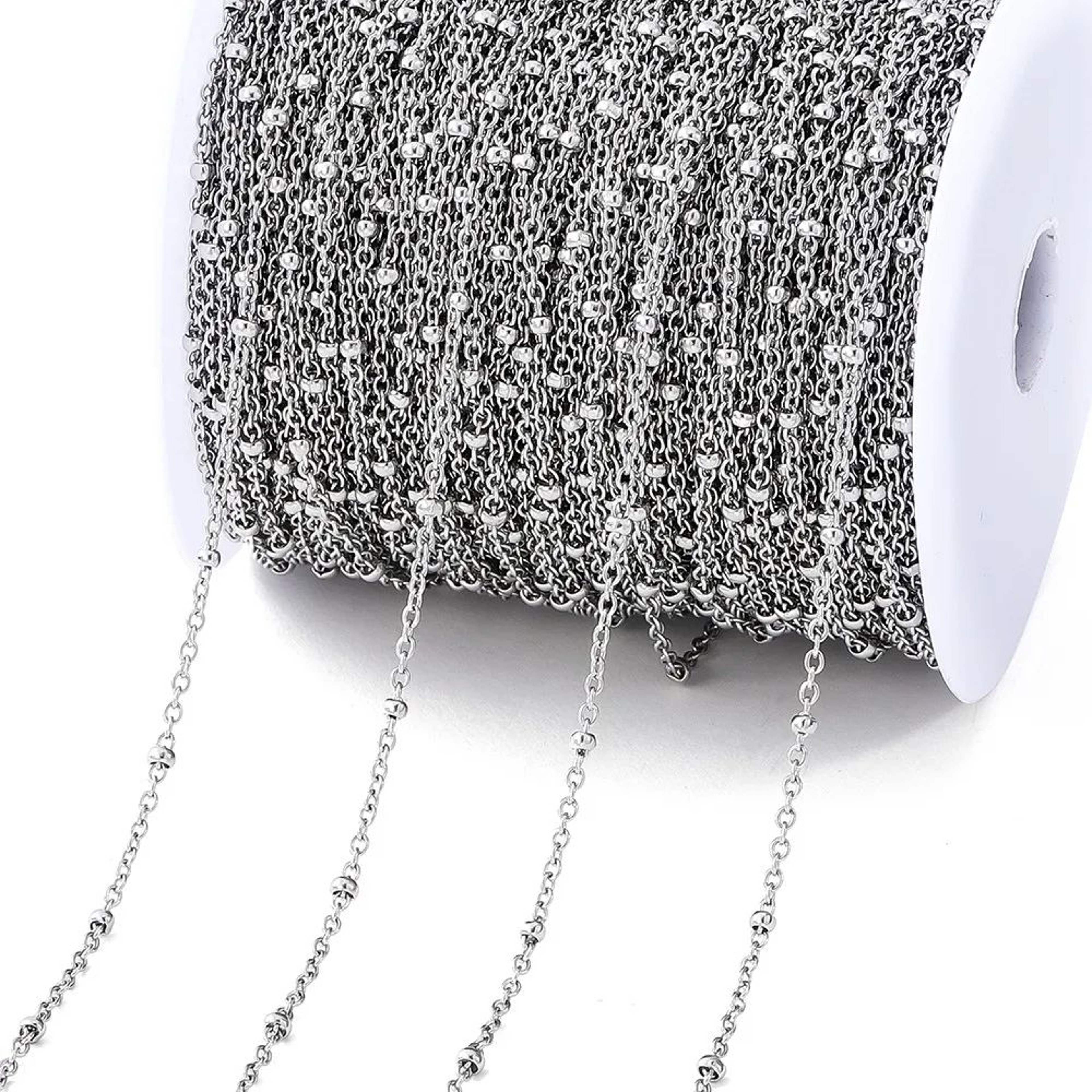 Gold Stainless Steel Beaded Jewelry Chain 3