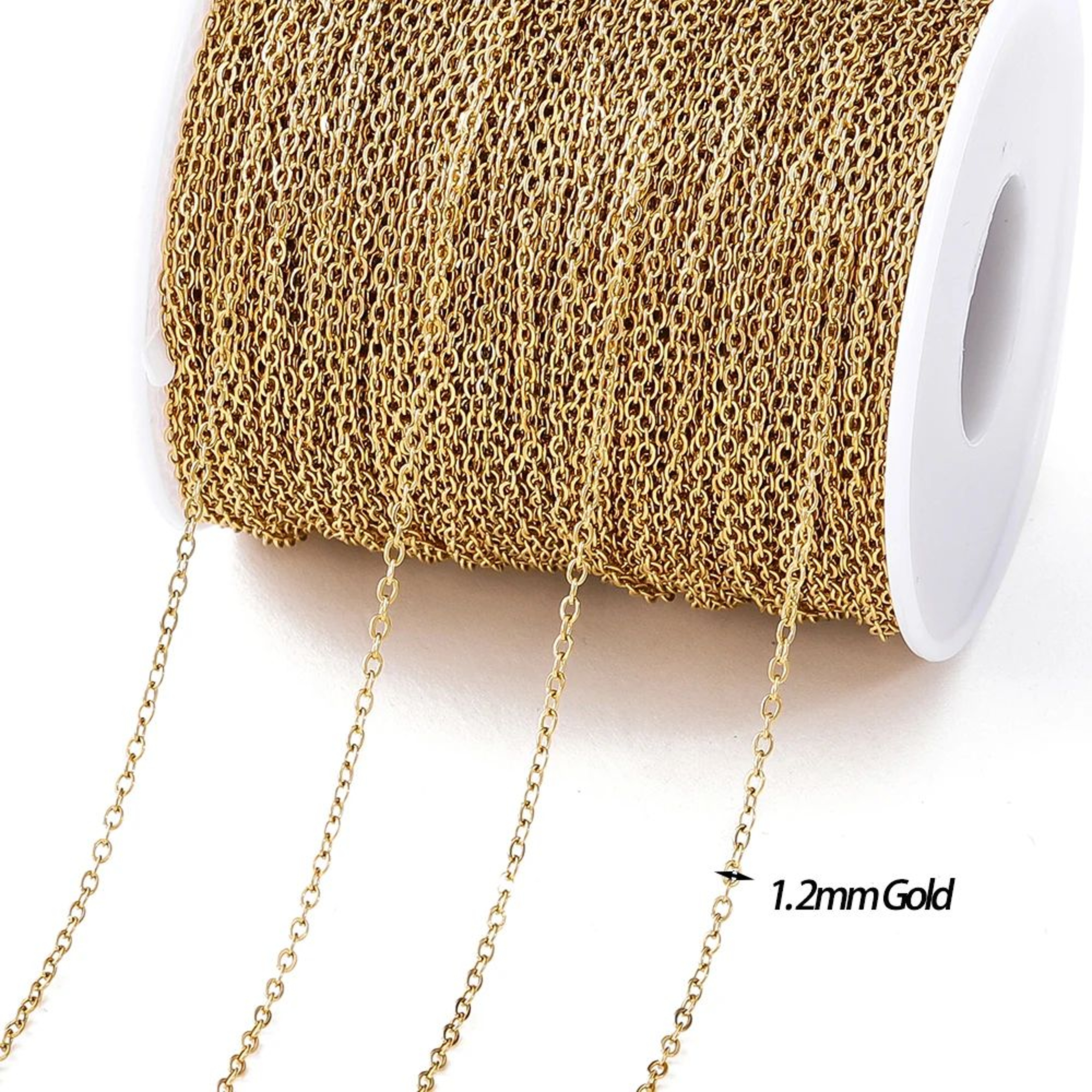 Gold Stainless Steel Beaded Jewelry Chain 14