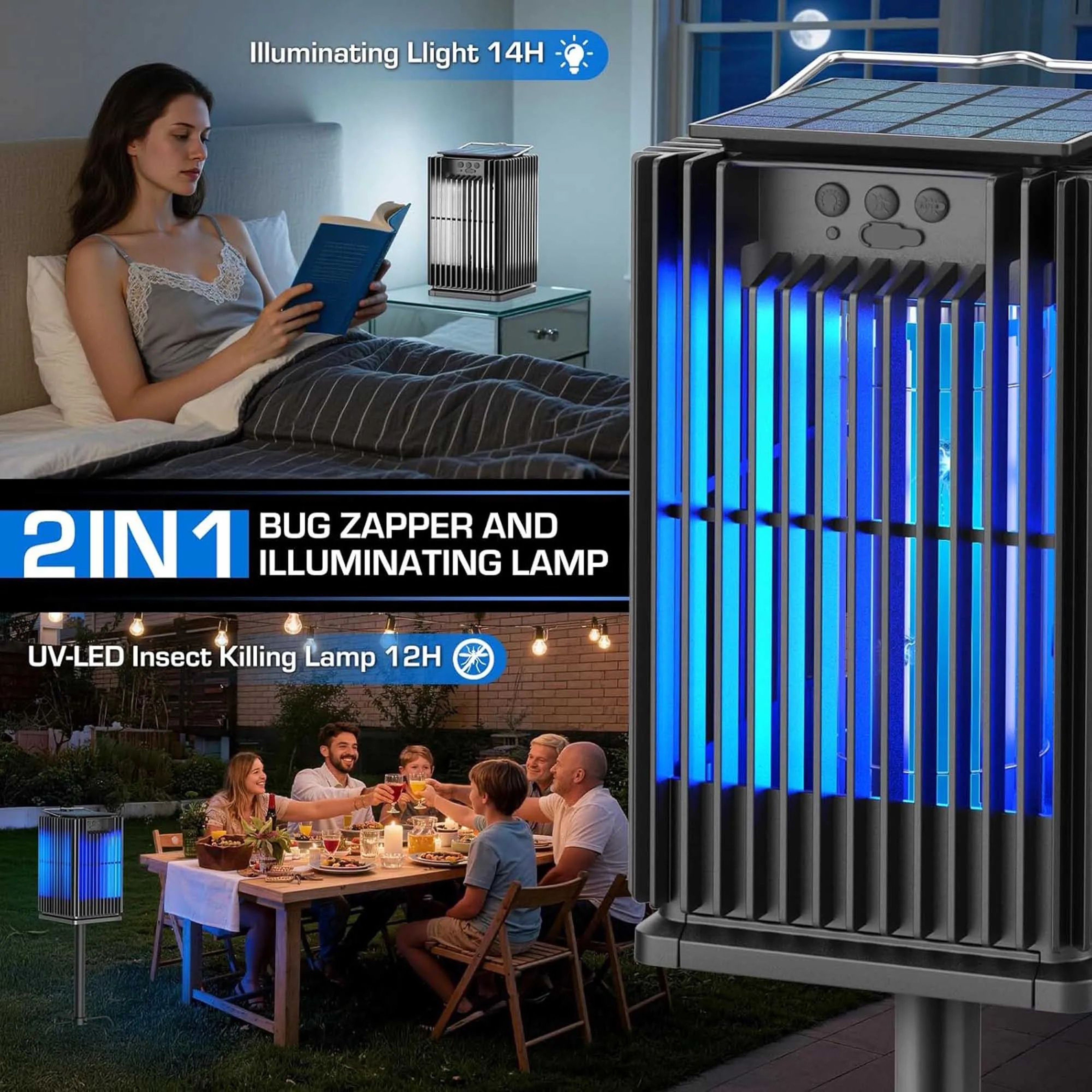 Solar Bug Zapper Outdoor Rechargeable Mosquito Killer 4