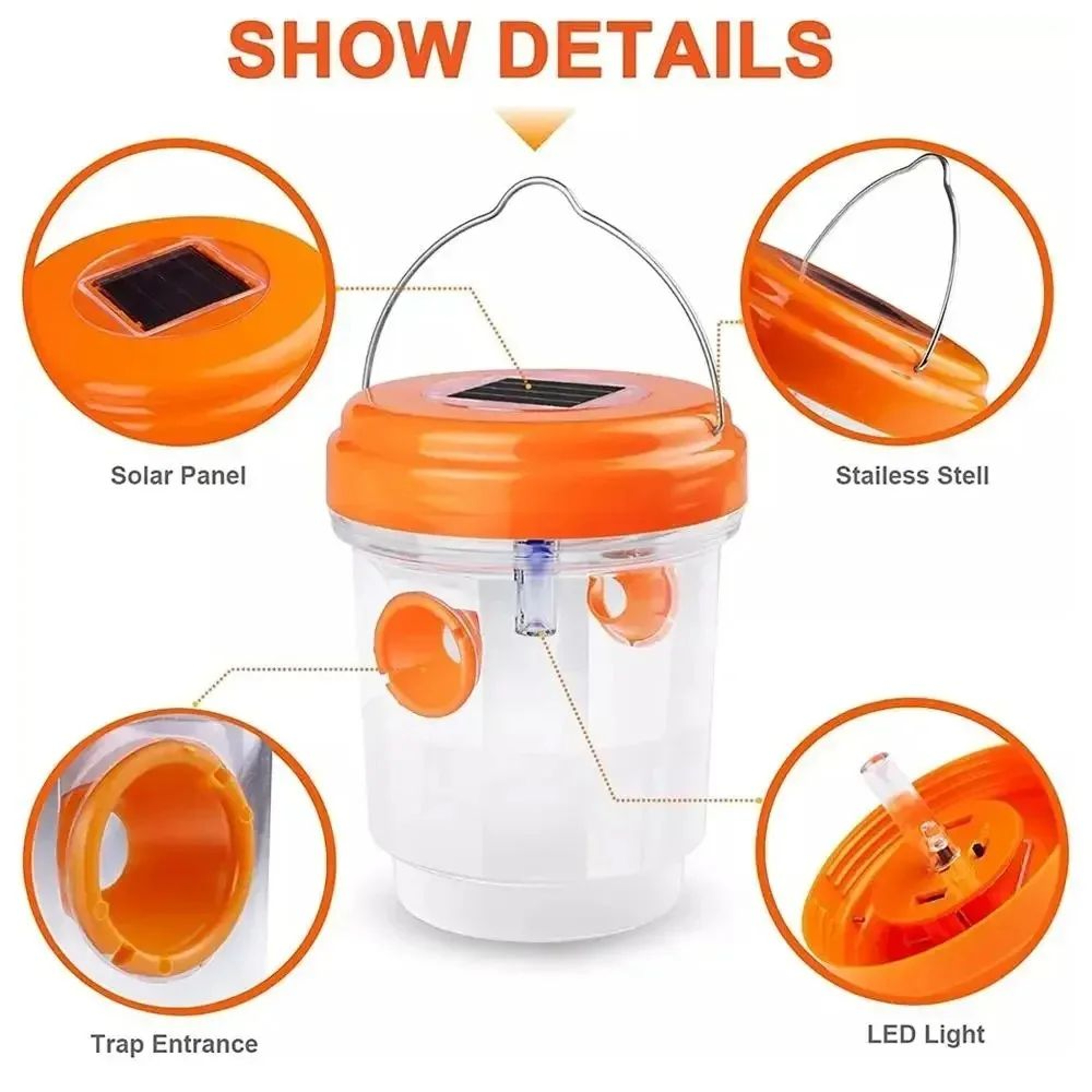 Solar LED Bug Zapper Outdoor Hanging Mosquito Killer 2
