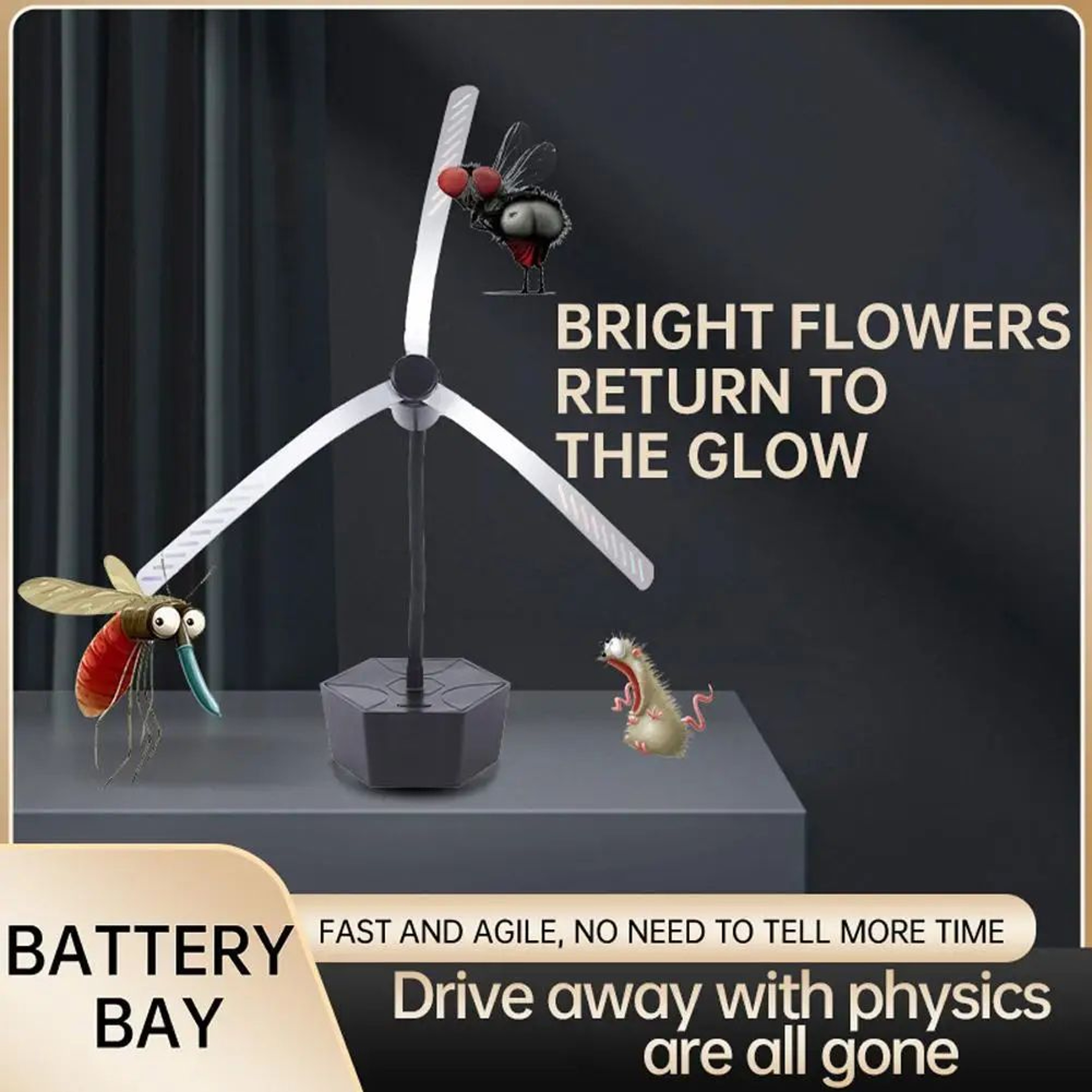 Rechargeable Fly Repellent Fan Tabletop Food Protector 2