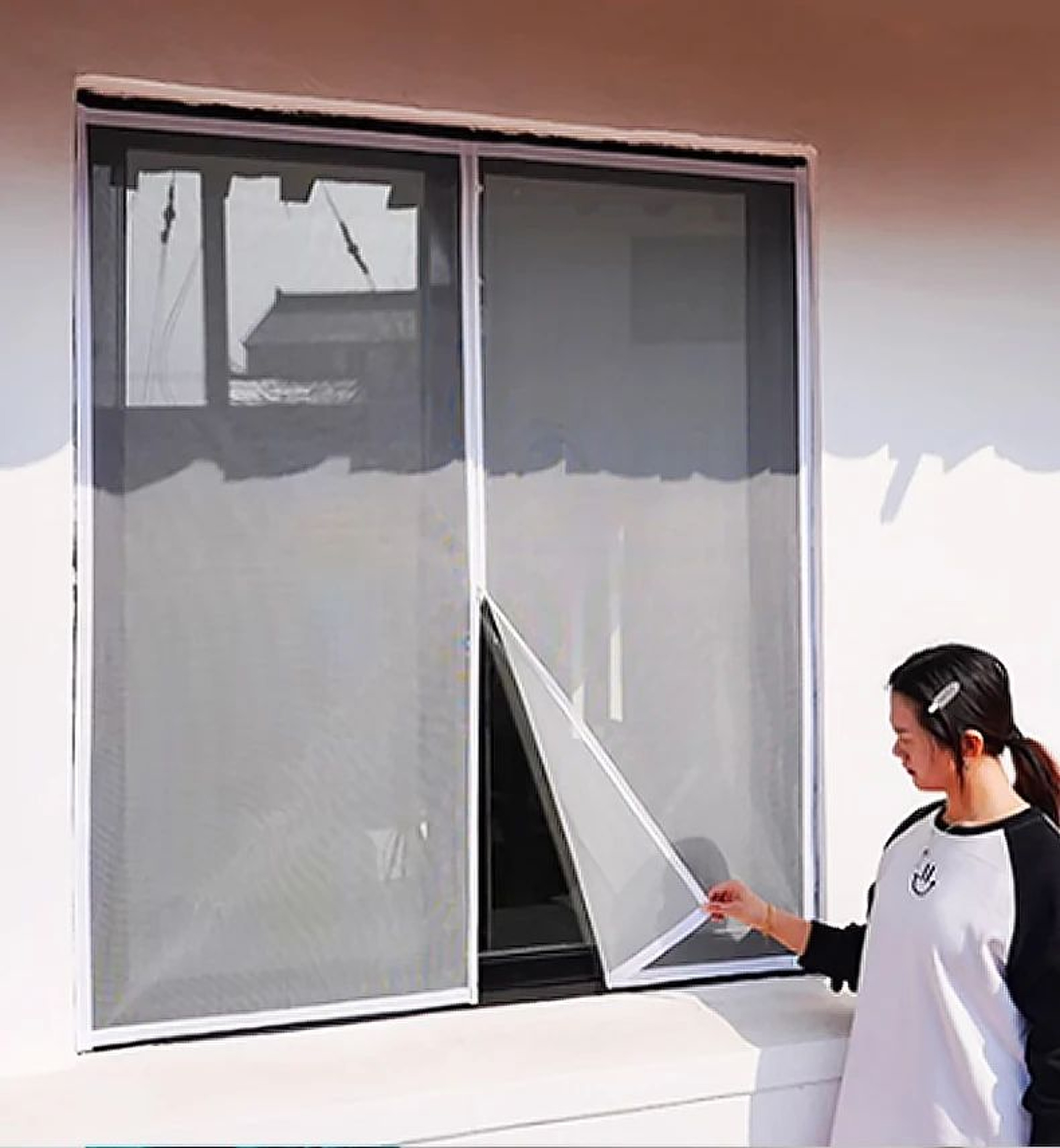 Self Adhesive Mosquito Window Screen With Zipper 1