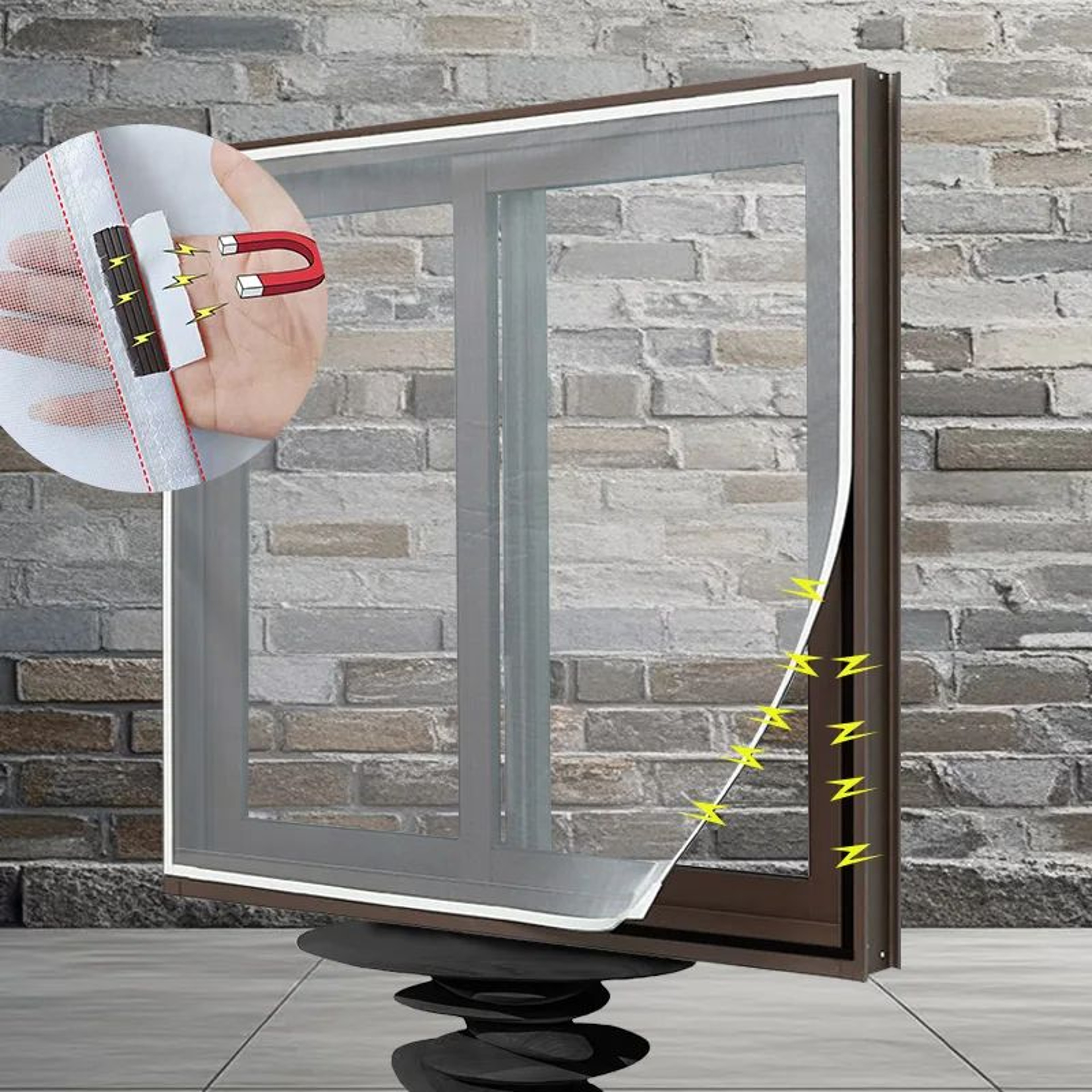White Magnetic Self Adhesive Window Screen 0