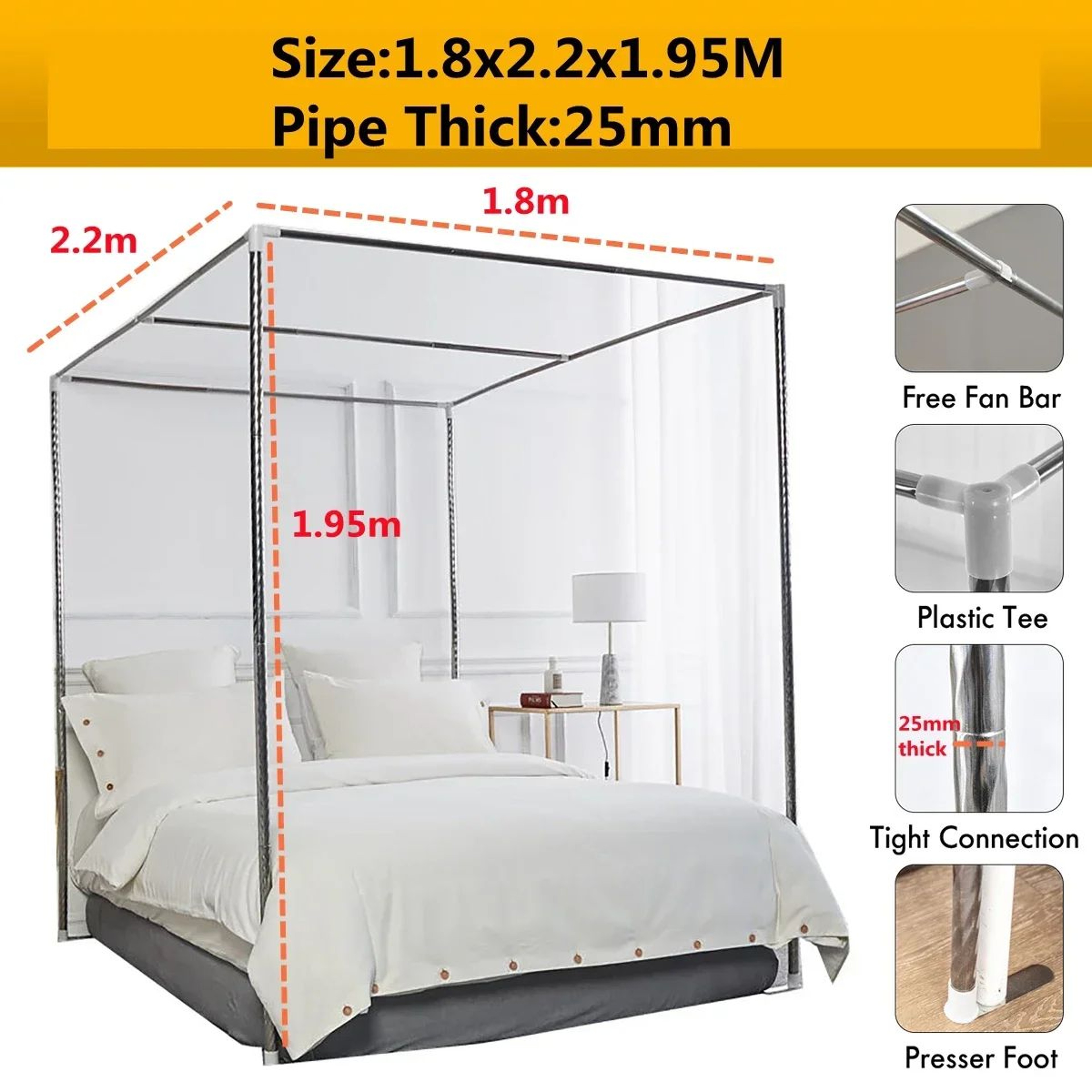 Stainless Steel Mosquito Net Frame Four Corner Bed Canopy Support 14
