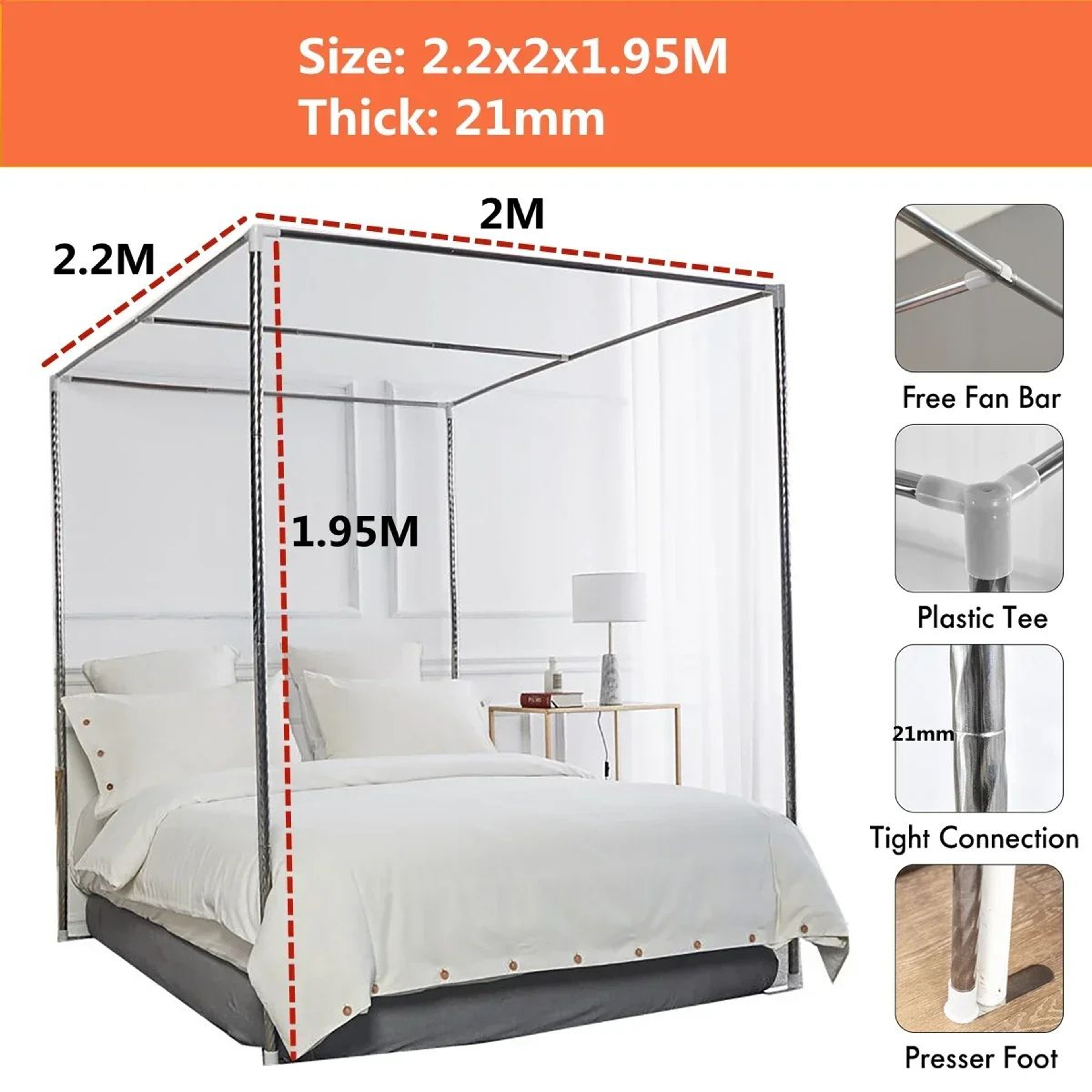 Stainless Steel Mosquito Net Frame Four Corner Bed Canopy Support 15