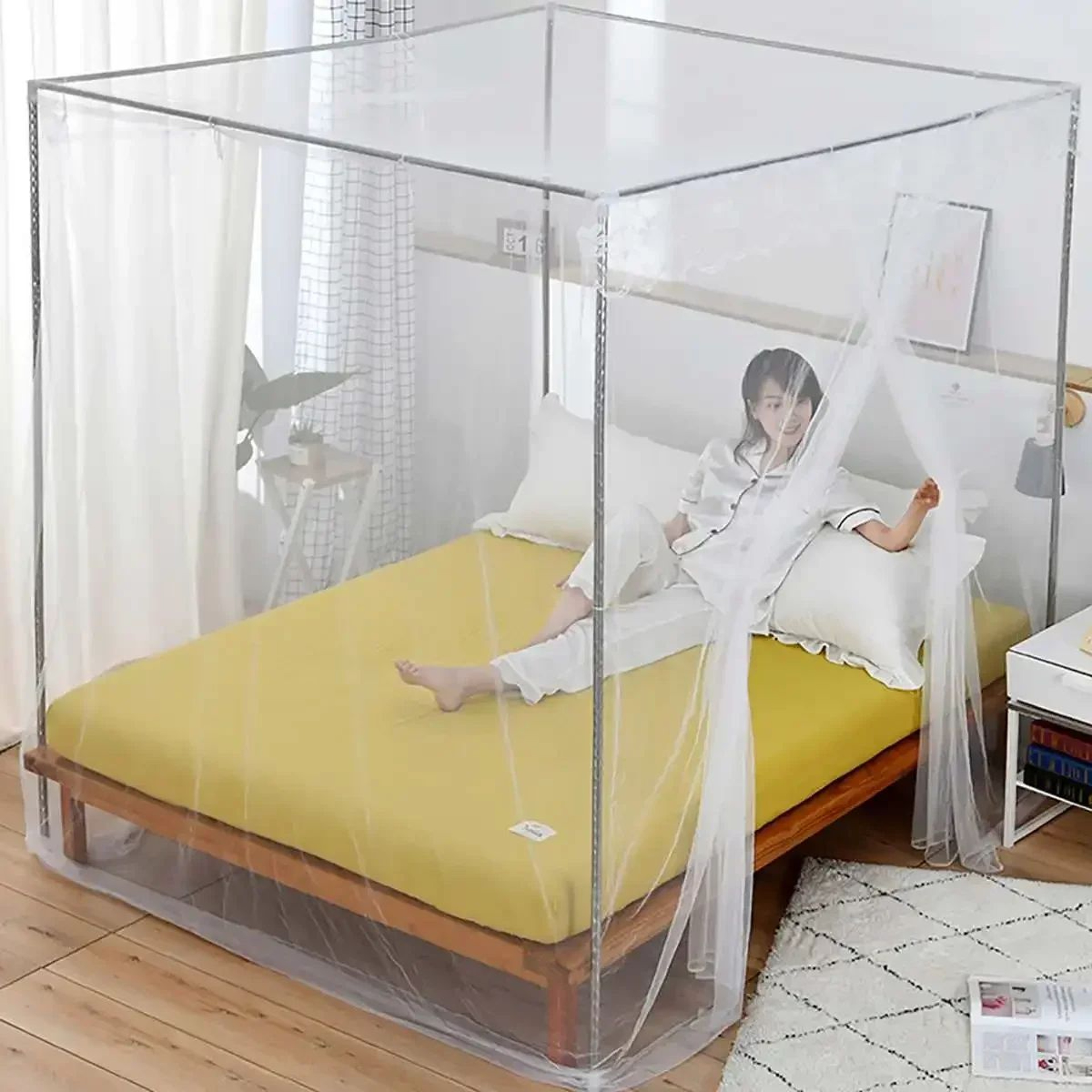 Stainless Steel Mosquito Net Frame Four Corner Bed Canopy Support 4