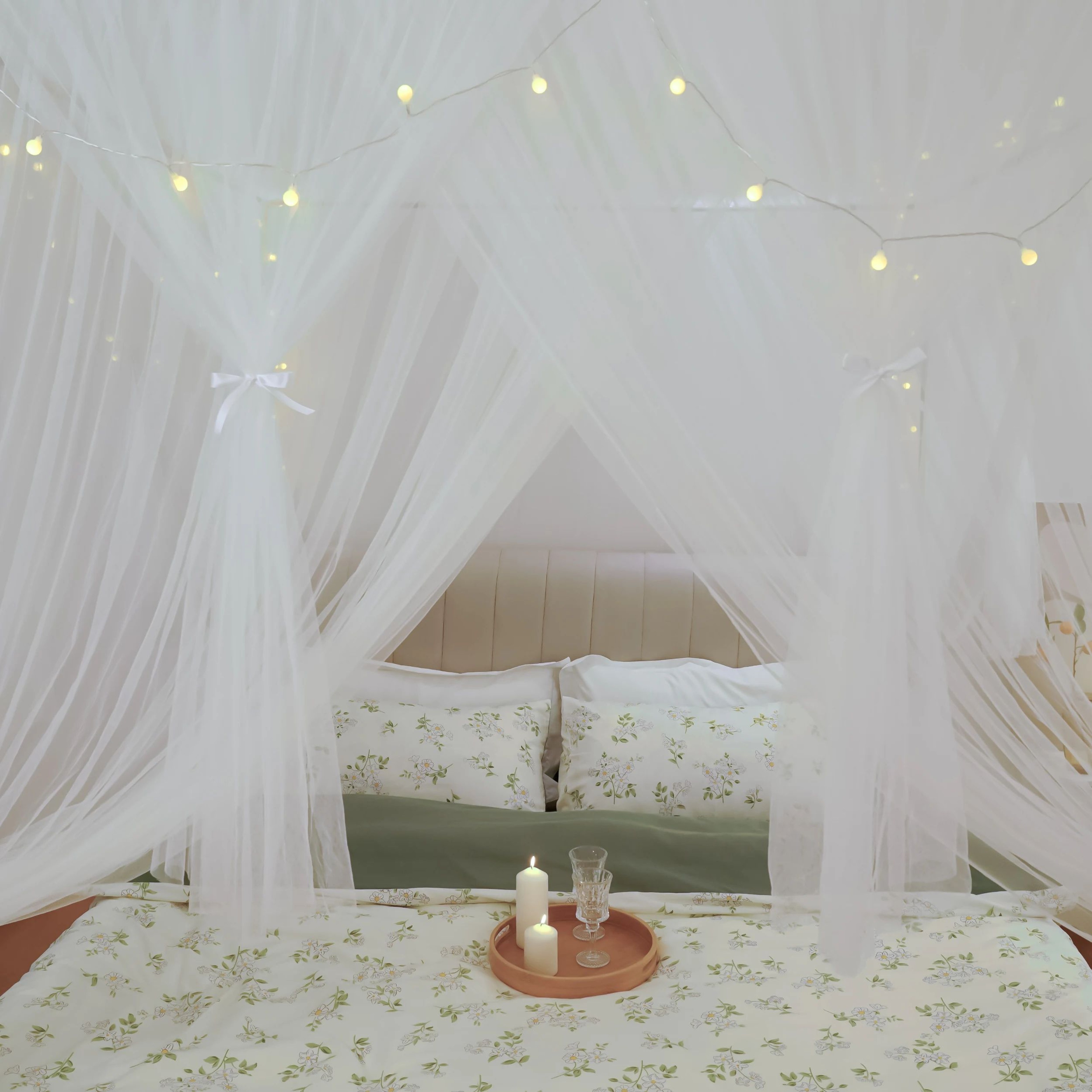 Four Corner Bed Canopy Mosquito Net Elegant Sheer Curtain 1