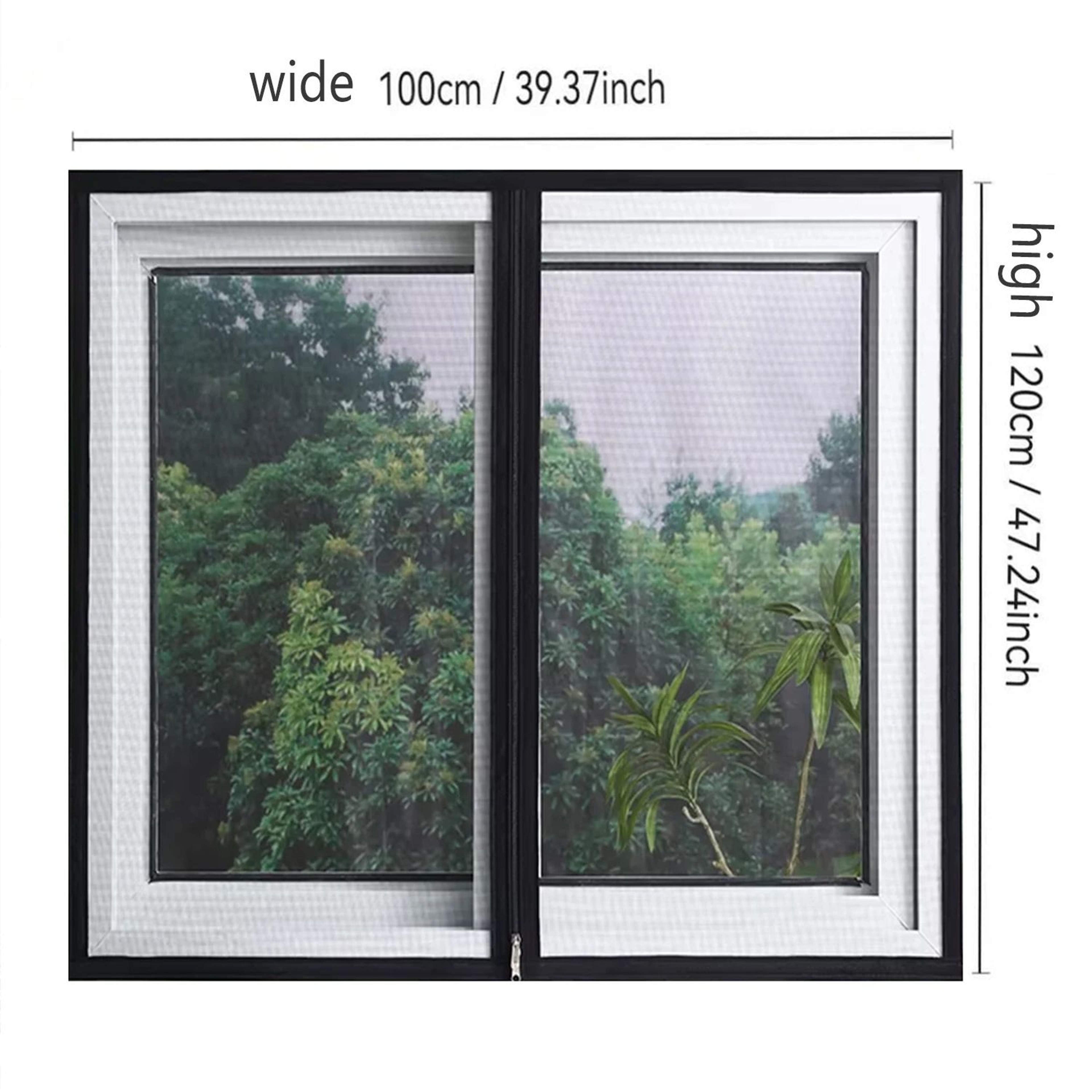 Black Zipper Mosquito Window Screen No Drill Insect Mesh 1