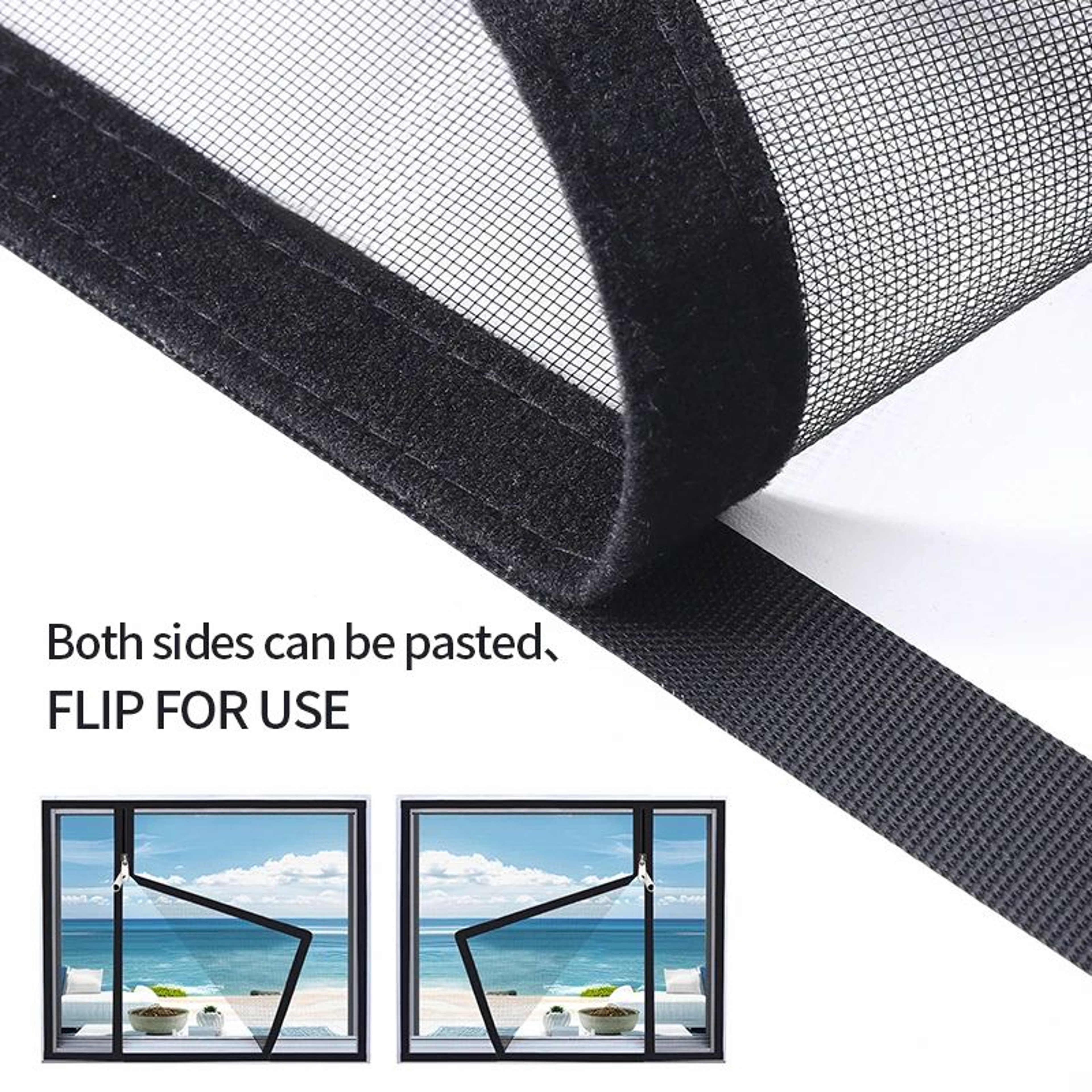 Custom Black Zipper Mosquito Window Screen Self Adhesive Mesh 2