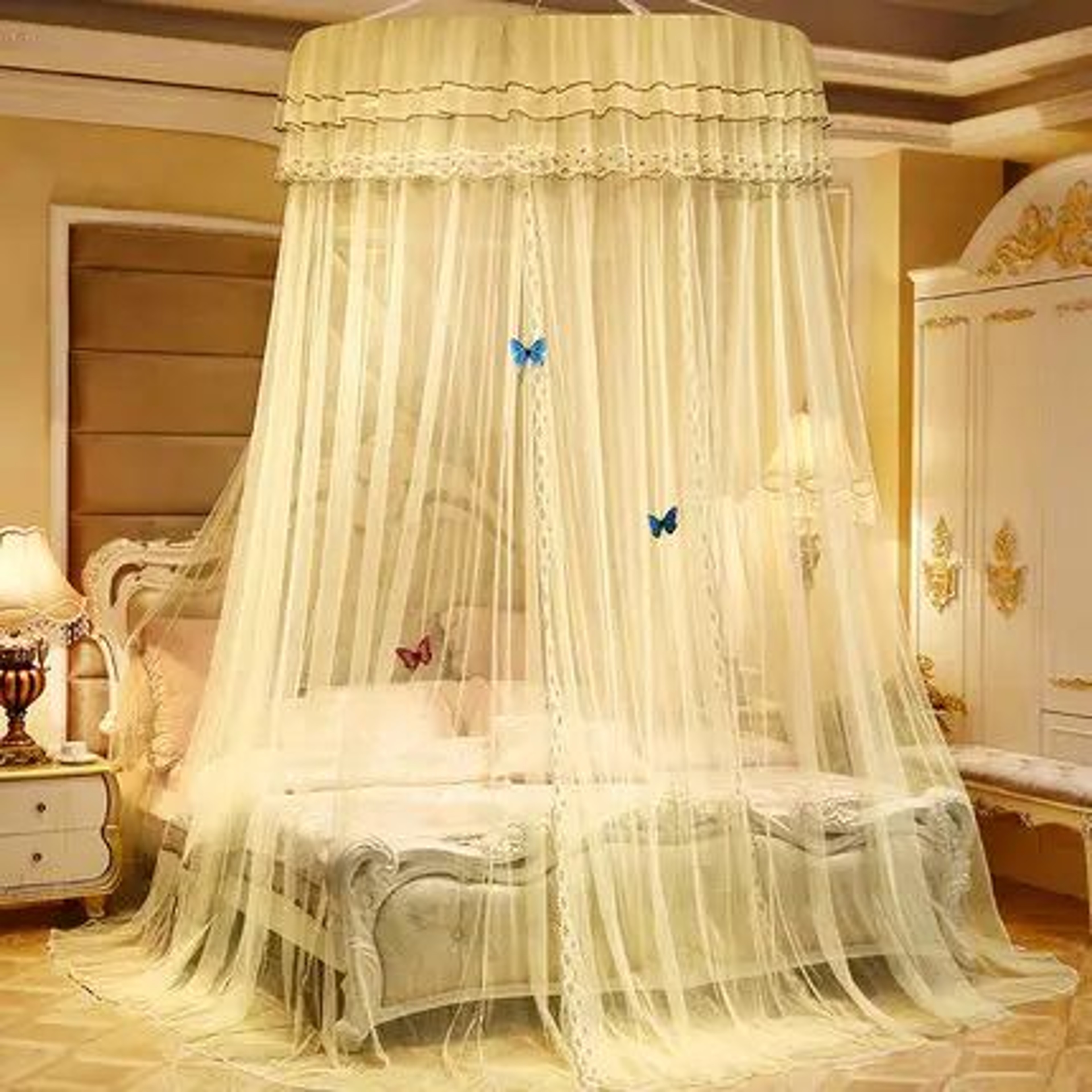 Round Bed Canopy Mosquito Net Decorative Hanging Curtain 17