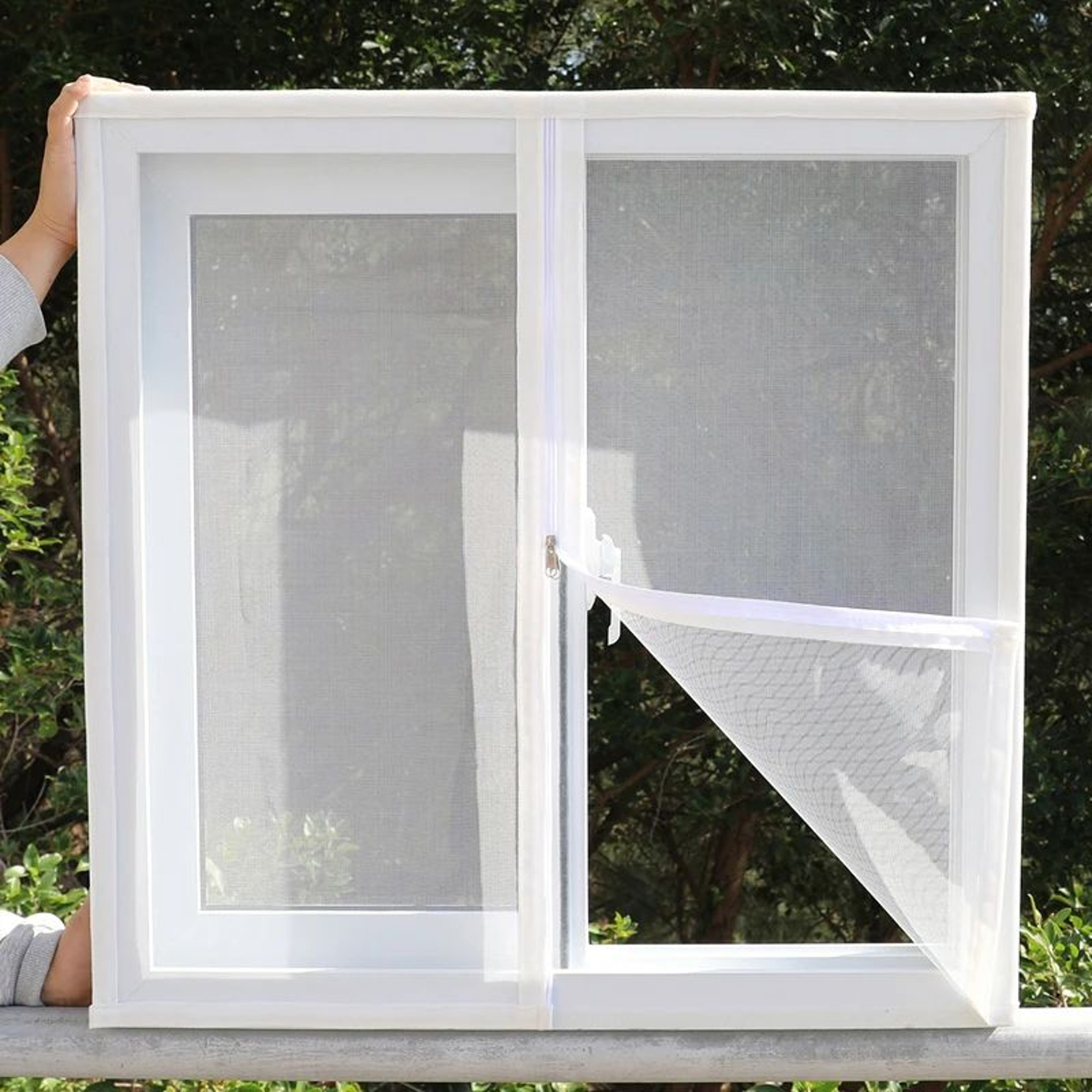 White Zipper Window Screen Self Adhesive PP Nano Mesh 0